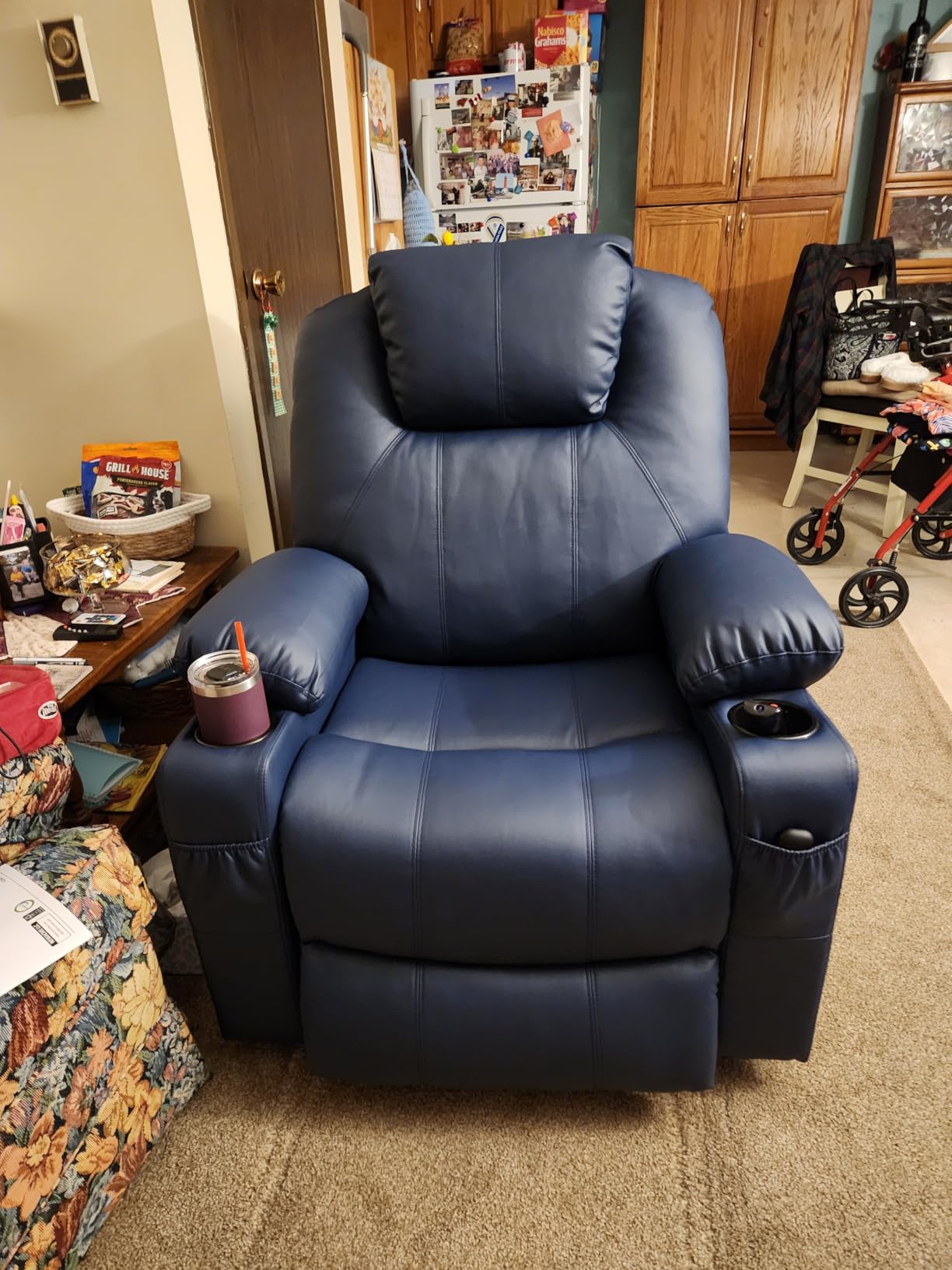 MCombo Electric Power Lift Recliner Chair Sofa with Massage and Heat for Elderly, 3 Positions, 2 Side Pockets, and Cup Holders, USB Ports, Faux Leather 7040 (Light Brown, Medium) customer photo 1