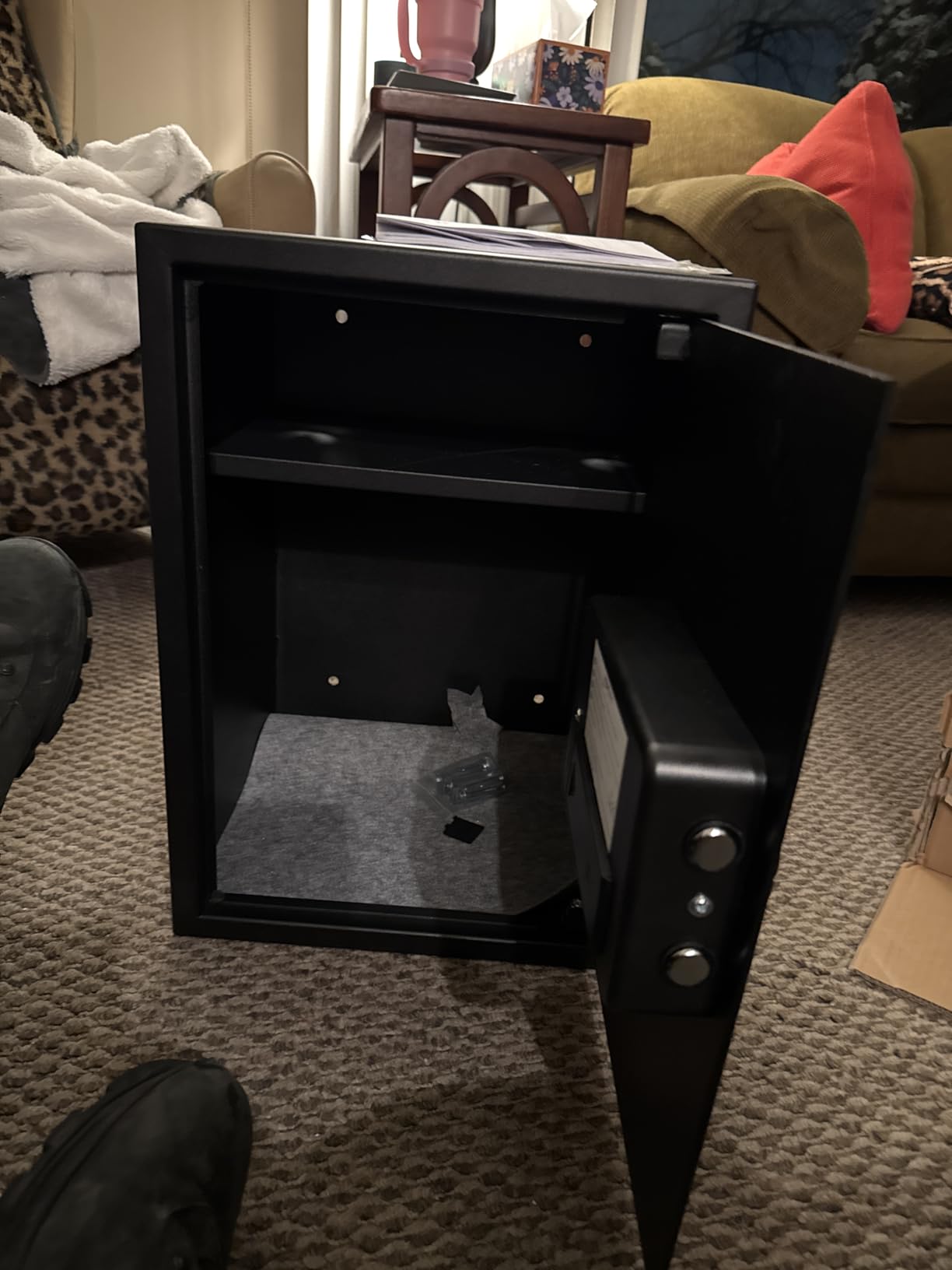 Amazon Basics Steel Home Security Safe Box with Electronic Keypad Lock for Documents, Jewelry, Valuables, 1.8 Cubic Feet, Black, 13.8