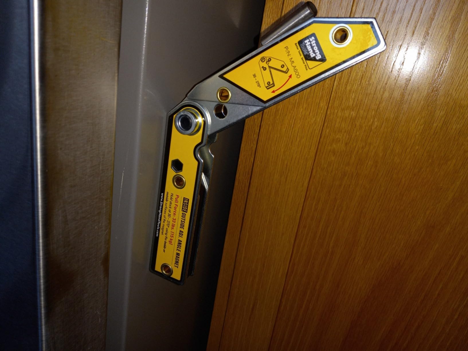 Strong Hand Tools MLA600 Adjustable Angle Magnetic Welding Square, Inside/Outside Magnets, Angle Setting Pin, Magnetic Pull Force 33 Lbs, Welding Square, 30°-270° Angle, 6