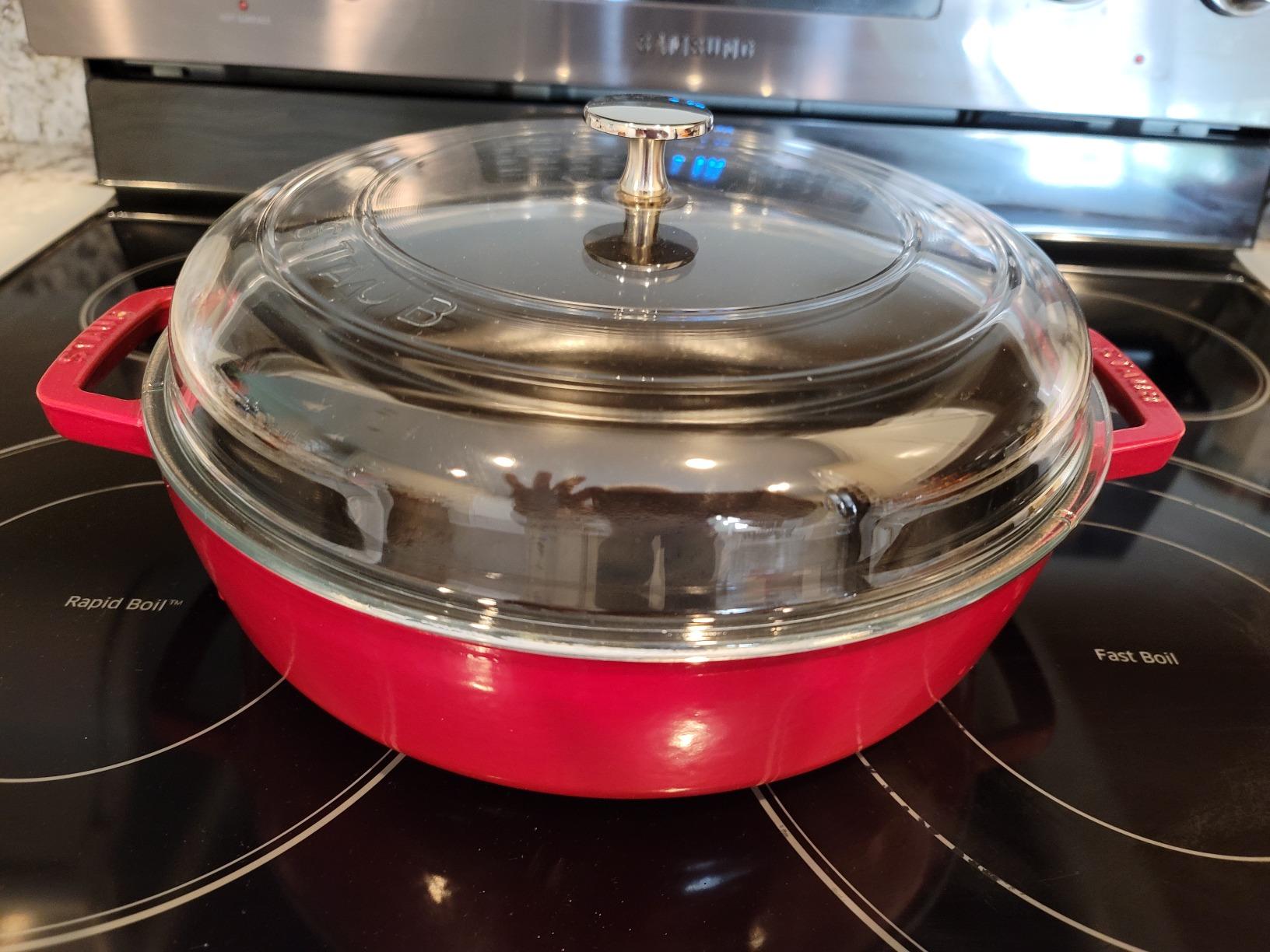 Staub Cast Iron Braiser with Glass Lid, Dutch Oven, 3.5-quart, Matte Black customer photo 2