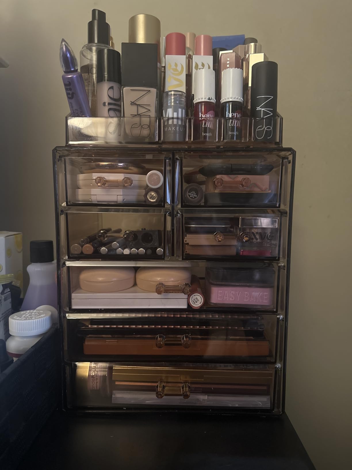 Sorbus Acrylic Makeup Organizer Set, 7-Drawer Vanity & Countertop Cosmetic Storage with Small & Wide Compartments, Bronze Glow Makeup Storage for Brushes, Jewelry - Holiday Gift for Women & Teens customer photo 2