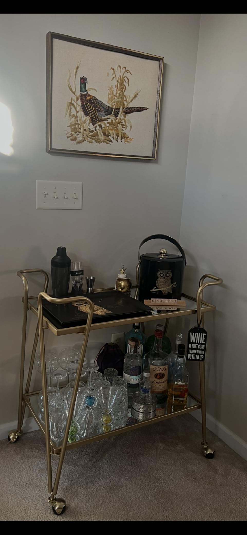 Linon Gina Mid-Century Bar Cart, Gold customer photo 2