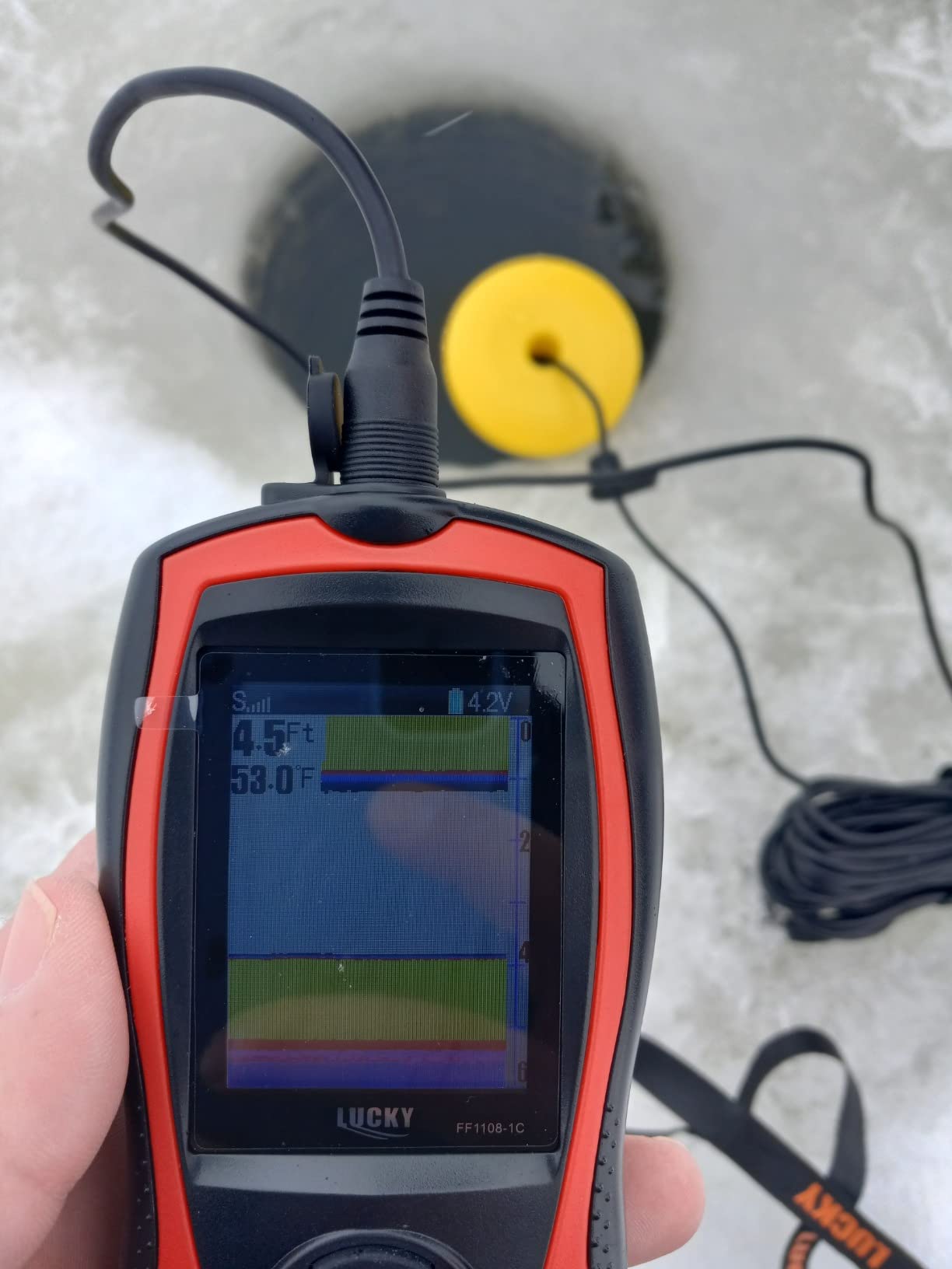 LUCKY Portable Fish Finder Handheld Kayak Fish Finders Wired Fish Depth Finder Sonar Sensor Transducer for Boat Fishing Sea Fishing customer photo 2