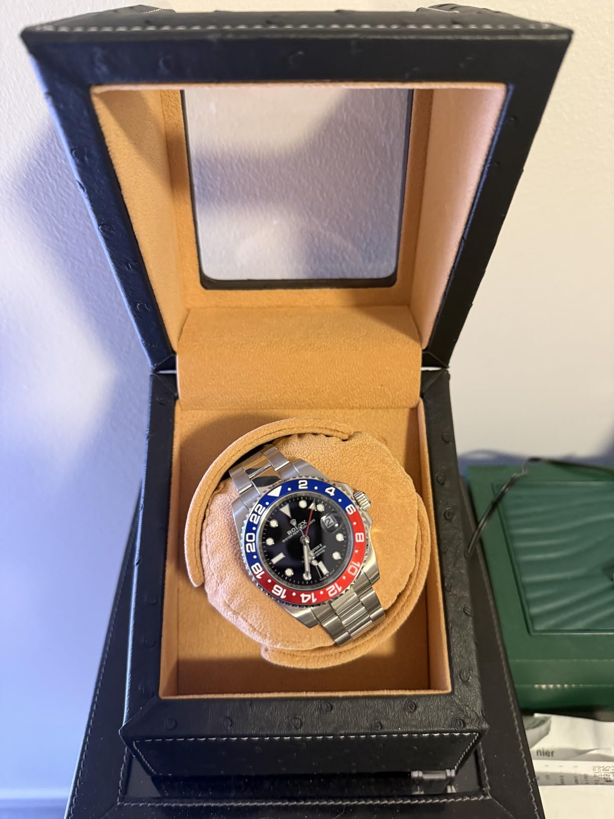 DRIKLUX Automatic Single Watch Winder for Rolex and Other Luxury Watches - Automatic Winder with Quiet Motor, Premium Black Ostrich Leather Exterior and Soft Flexible Watch Pillows of Camel Velvet customer photo 2