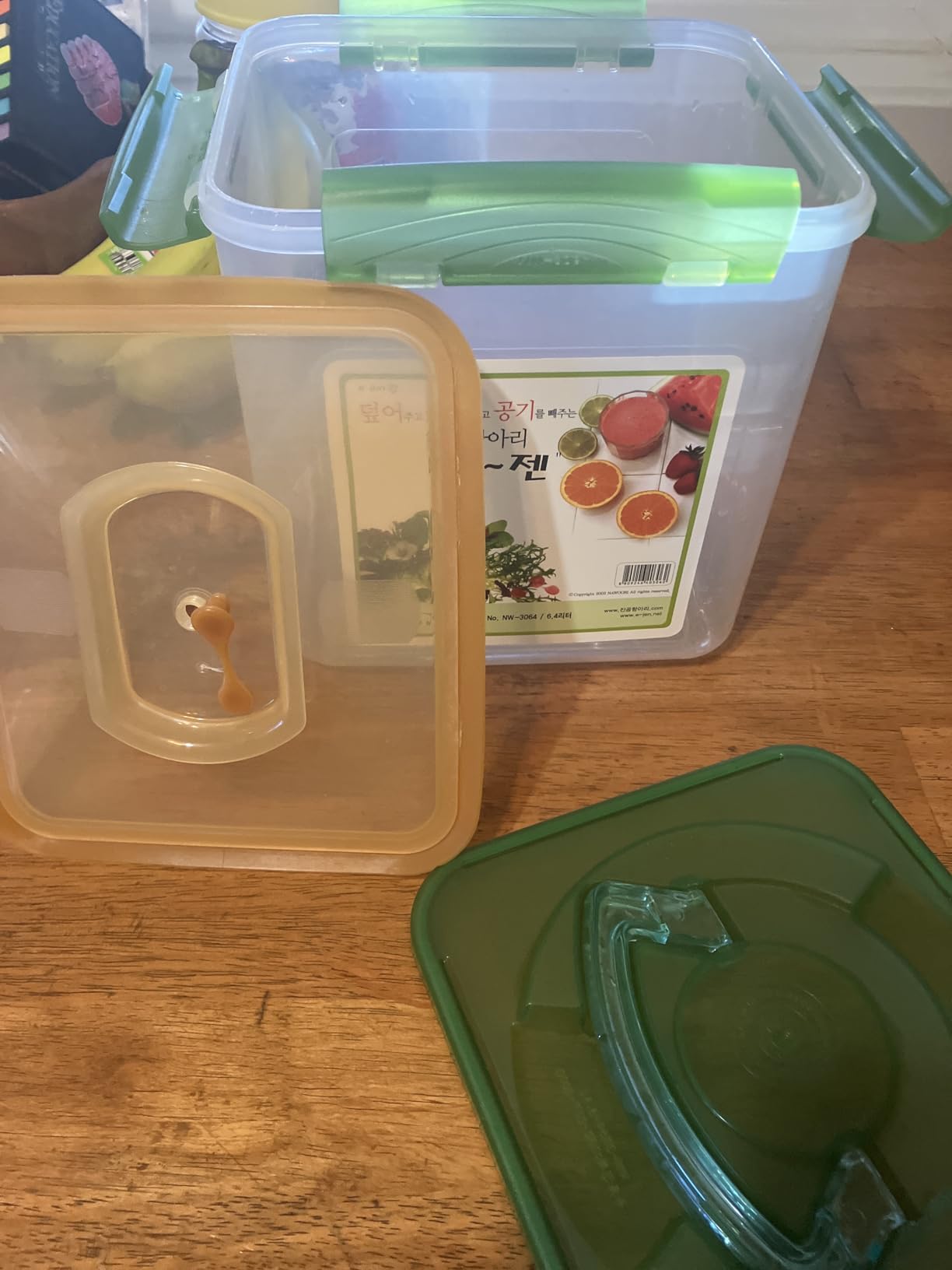 E-Jen Premium Kimchi, Sauerkraut Container Probiotic Fermentation with Inner Vacuum Lid (Earthenware Green, 1.3 gal/ 5.2L) customer photo 2