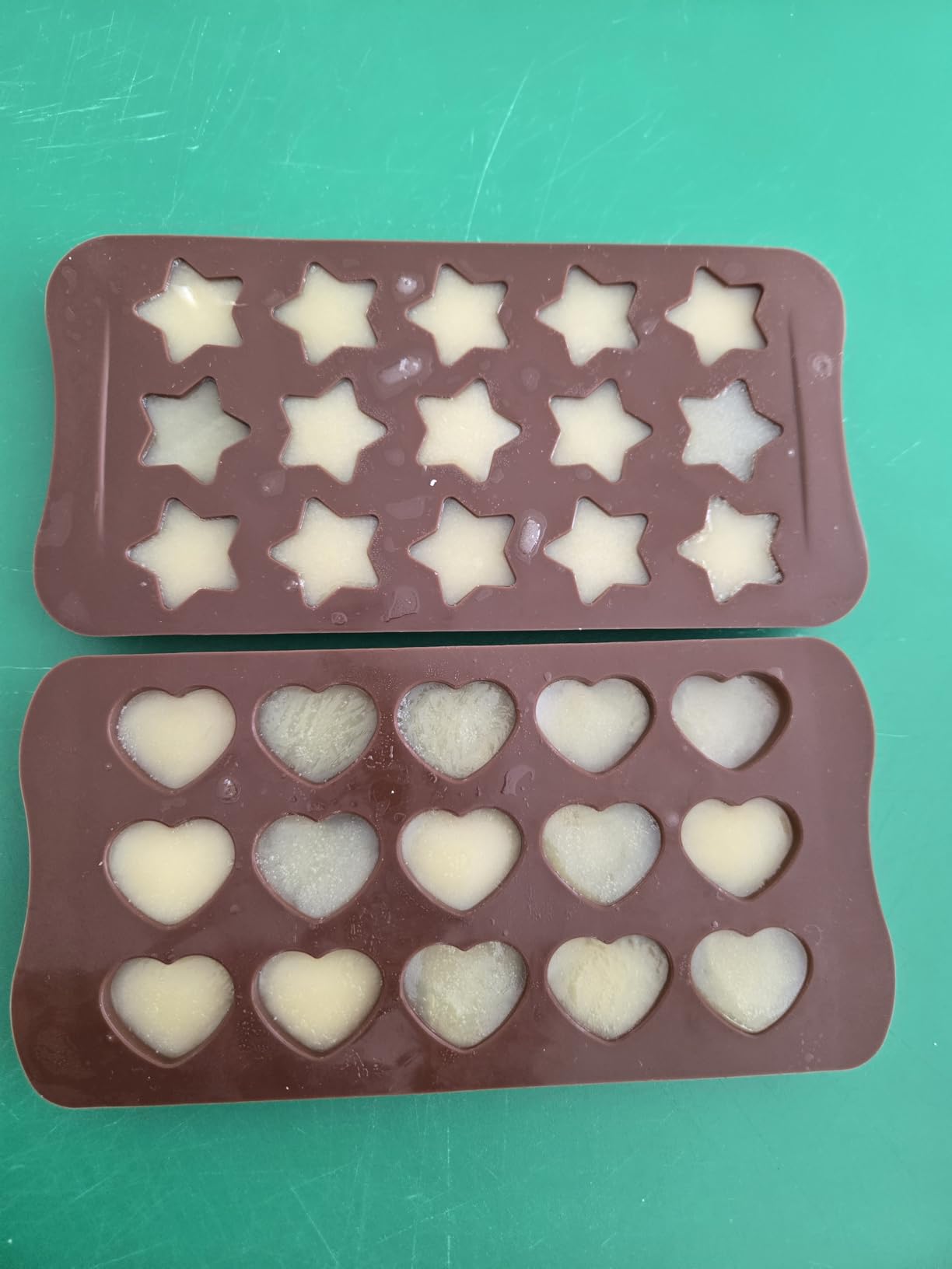 JOERSH 5PCS Silicone Chocolate Molds for Candy, Fat Bombs Snacks & Truffles, 9 Shapes 93 Cavities Candle Soap Wax Melts Mold (Square, Round, Heart, Star, Flower Shapes) customer photo 2
