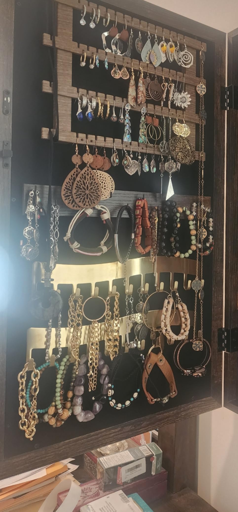 SONGMICS Lockable Jewelry Cabinet Armoire with Mirror, Wall-Mounted Space Saving Jewelry Storage Organizer, White UJJC51WT customer photo 1