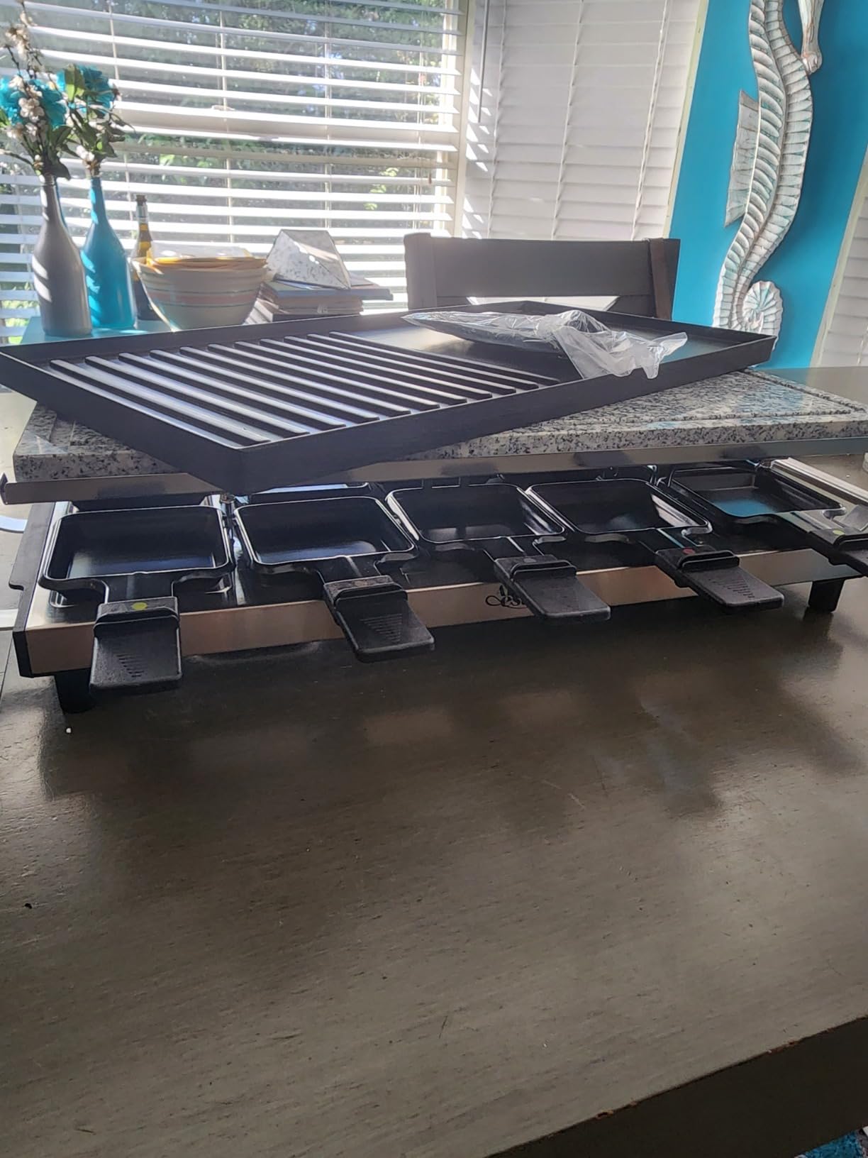 Artestia 1500W Large Size Raclette Cheese Grill Adjustable Temperature Korean BBQ Grill, Cheese Raclette with Grill Stone and Food-Grade Ceramic Glaze Reversible Aluminum Plate for Parties Family customer photo 1