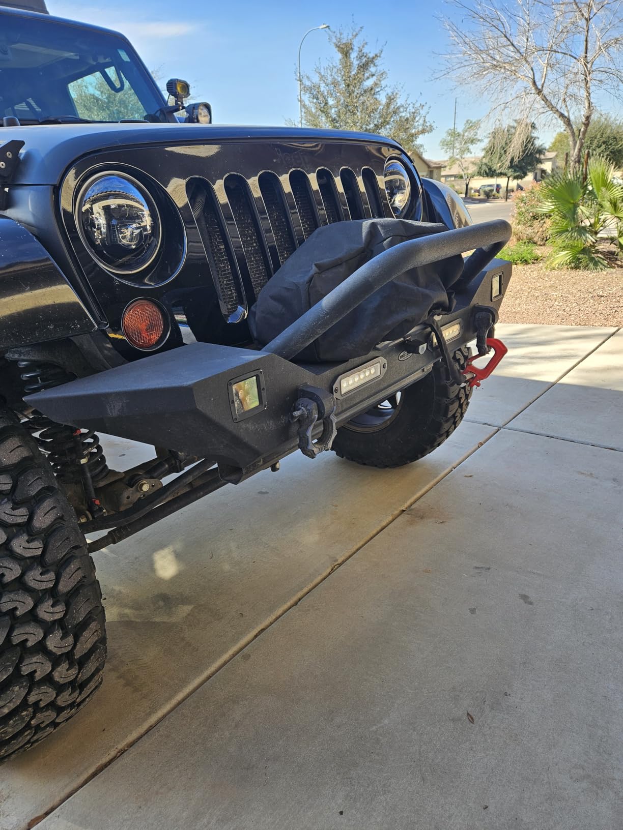Hooke Road Wrangler JK Front Bumper + Rear Bumper Combo w/All LED Lights Compatible with Jeep Wrangler JK & Unlimited 2007-2018 2/4 Doors customer photo 2