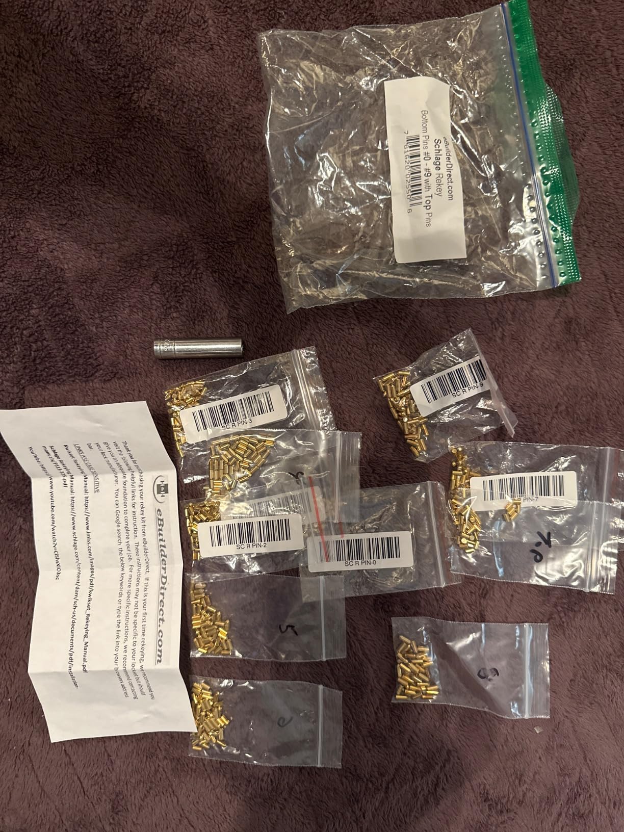 SC1 / SC4 Compatible Schlage Keyway Re-Key Kit Bottom Pins #0 to #9 with 50 of Each pin SC Rekeying Set customer photo 2