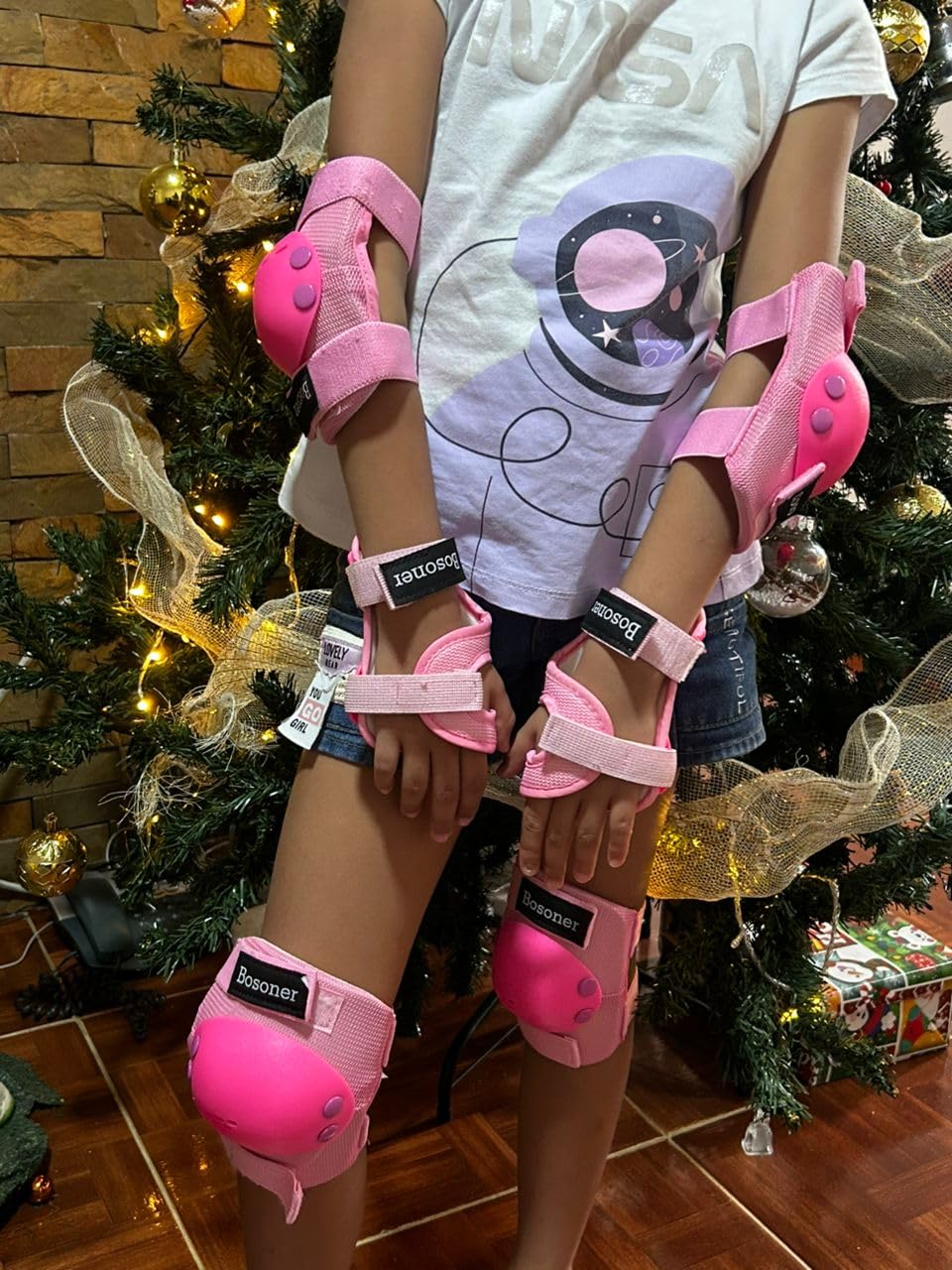 BOSONER Kids/Youth Knee Pads Elbow Pads Wrist Guards Set for 3-15 Years, Child Protective Gear Set for Roller Skates, Cycling, BMX Bike, Skateboard, Inline Skating, Scooter Riding Sports customer photo 1