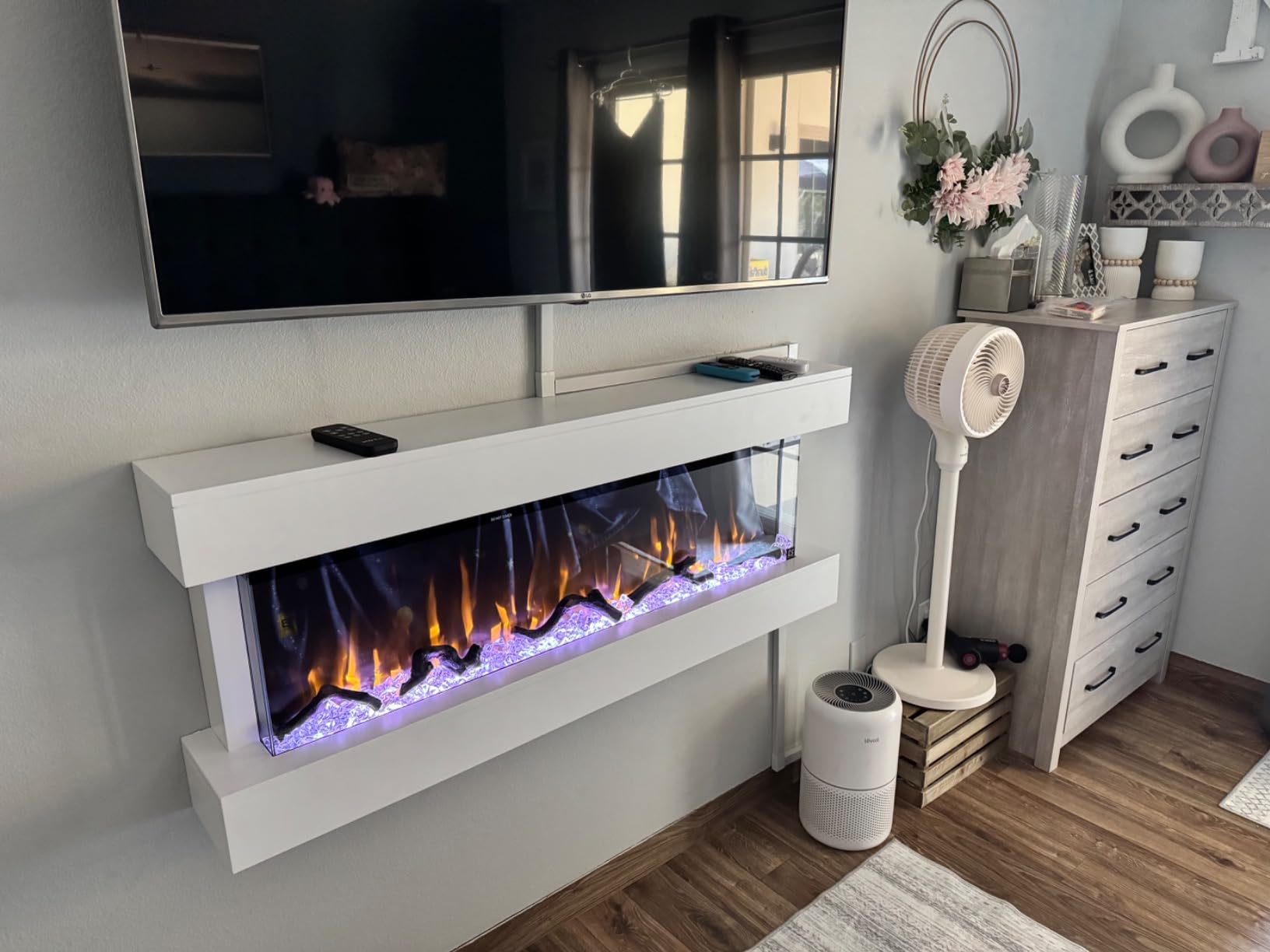 Touchstone Chesmont Smart Electric Fireplace- Wall Hanging Fireplace with 50