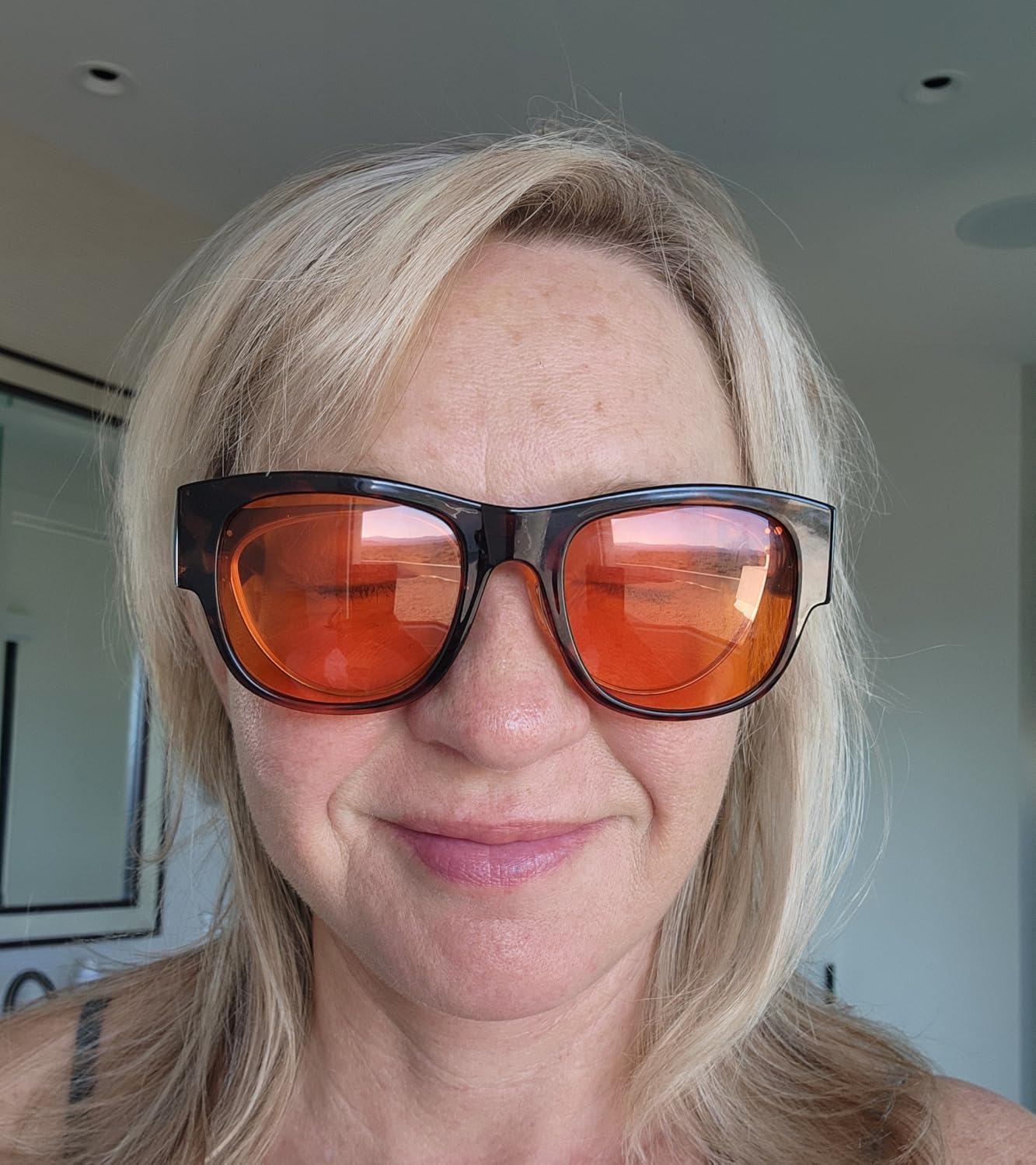 Eyekepper 100% Blue Light Reduction,Huge Fitover Anti-Blue Blocking Computer Eyeglasses with Extra Amber Lenses, Black customer photo 2