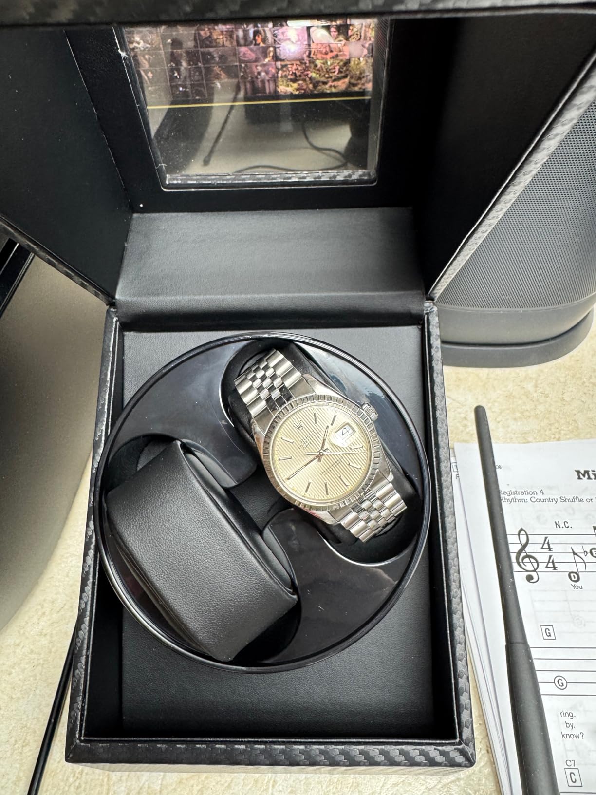 TRIPLE TREE Single Watch Winder for Automatic Watches, with Super Quiet Japanese Motor, 4 Rotation Mode Setting, Flexible Plush Pillow Fit Lady and Man Watches customer photo 1