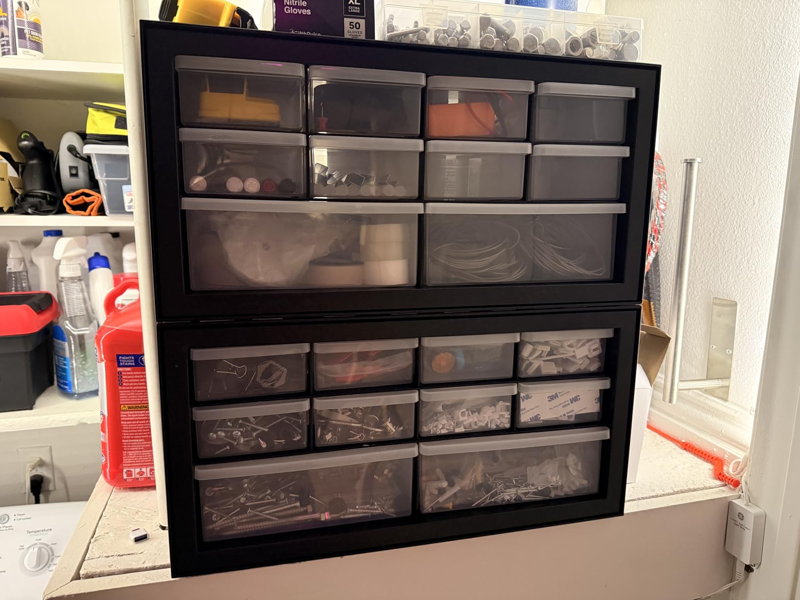 IRIS USA Screw Tool Organizer Small Parts Cabinet, 44-Drawer, Electronics Hardware Nuts and Bolts Plastic Storage Drawers Garage Storage, Stackable Bead Craft Organizer Building Bricks Sorter, Black customer photo 1