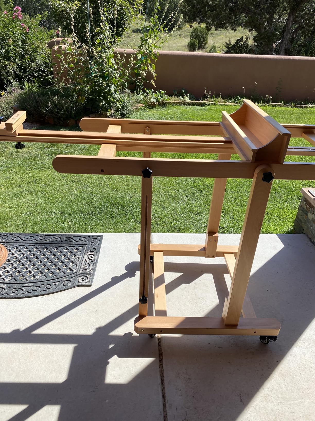 MEEDEN Extra Large Heavy-Duty H-Frame Studio Easel - Solid Beech Wooden Artist Professional Easel, Painting Art Easel Stand with 4 Premium Locking Silent Caster Wheels, Hold Max 82