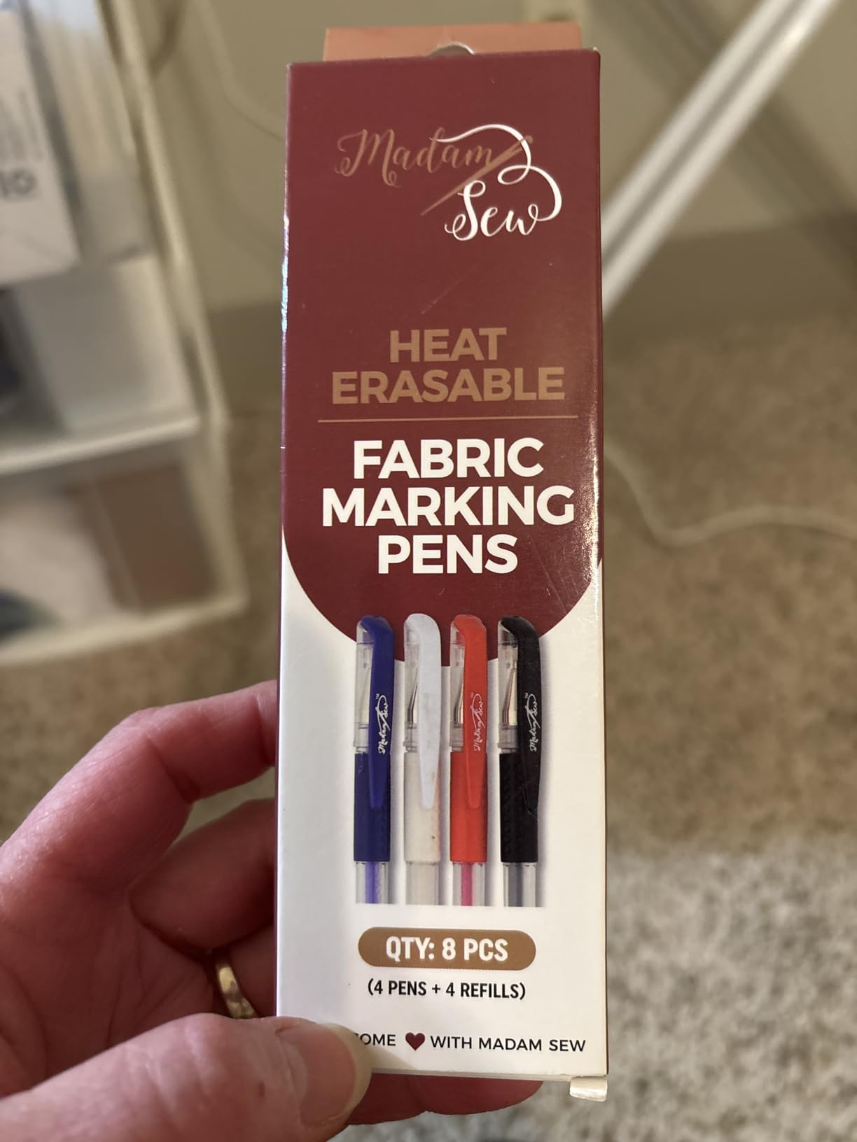 Madam Sew Heat Erasable Fabric Marking Pens for Sewing and Quilting | Fabric Markers for Sewing, Embroidery, Dressmaking with 4 Pens + 4 Refills | No Ghost Lines, Disappearing Ink for Precise Marking customer photo 1