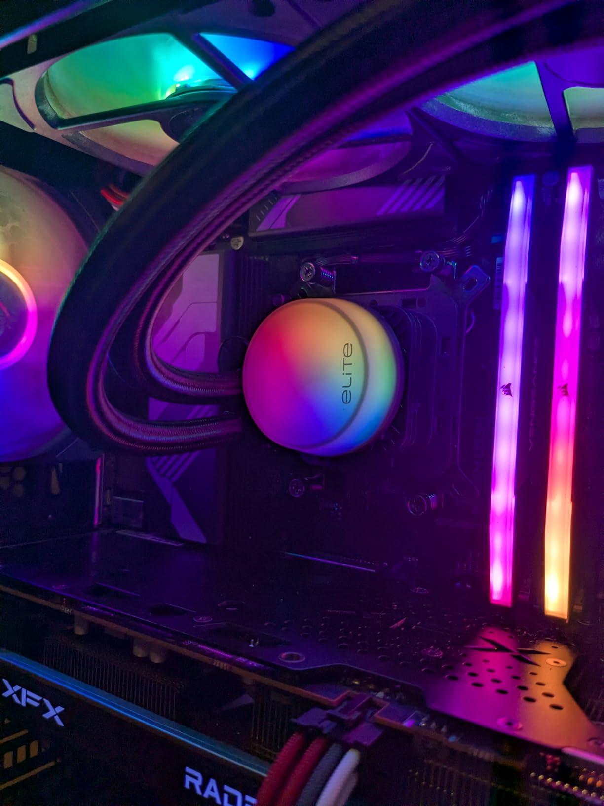 Cooler Master Elite Liquid 360 CPU AIO Cooler - 360mm Radiator, 3x ARGB PWM Fans, Dual-Chamber Pump Design, Ultra-Quiet High-Performance Cooling, AMD AM5/AM4 & Intel LGA 1851/1700, Black customer photo 1