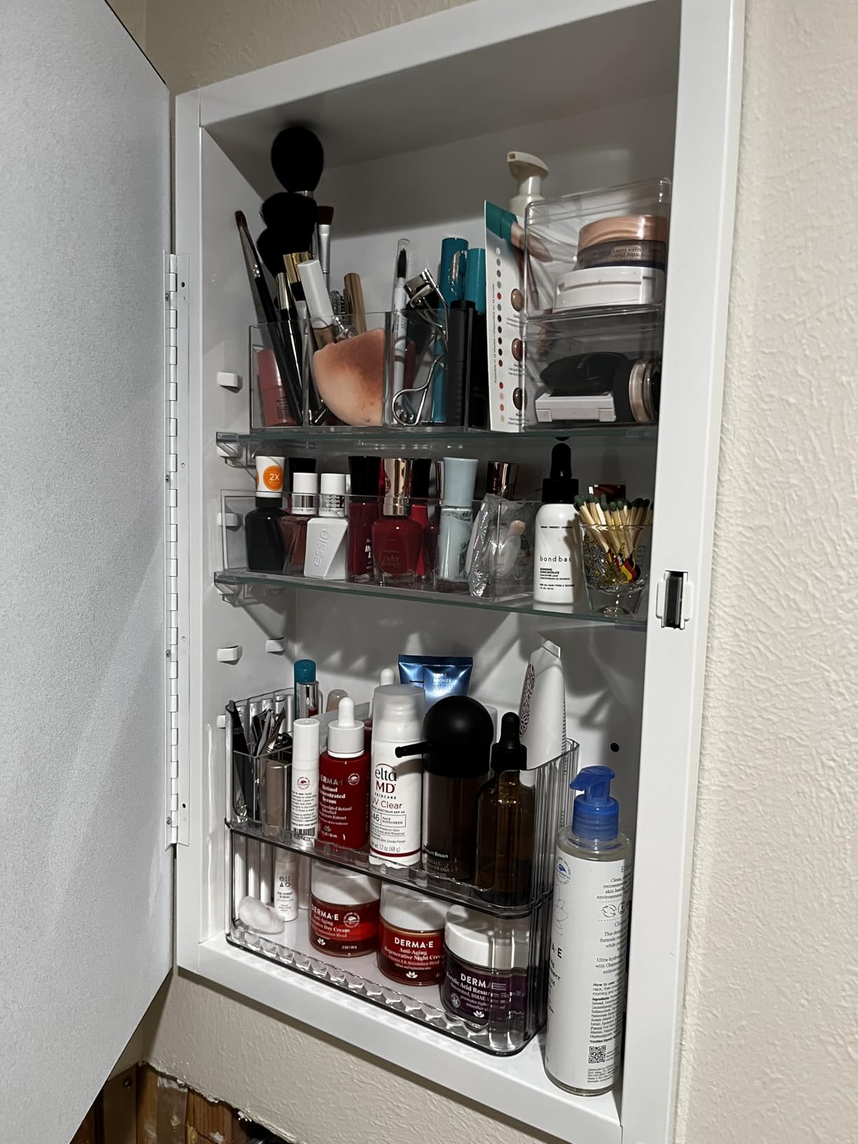 Acrylic Makeup Brush Organizer Holder Clear Cosmetic Brushes Storage with 3 Slots customer photo 2