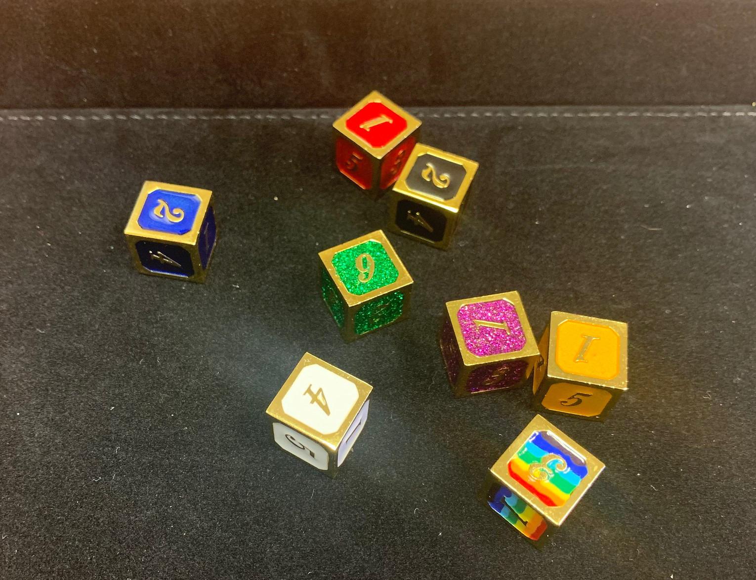 DNDND Metal Dice Set D&D, 7 die Metallic Polyhedral Dice Set with Gift Metal Box and Gold Number for DND Dungeons and Dragons Role Playing Games (Black and Gold) customer photo 2