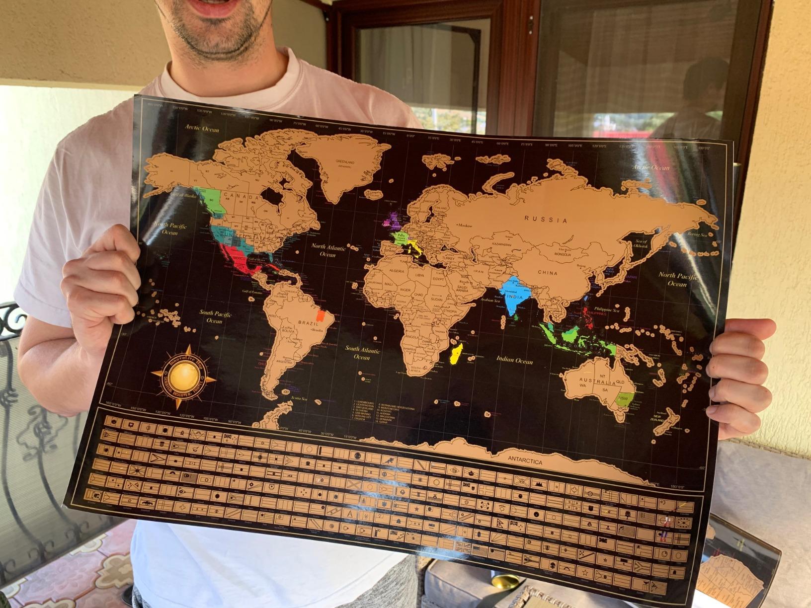 InnovativeMap Scratch Off World Map Poster and Detailed United States Map - Deluxe Travel Tracker Print - Complete Accessories Set and All Country Flags, World Maps for Wall, Fun Gifts for Travelers customer photo 1