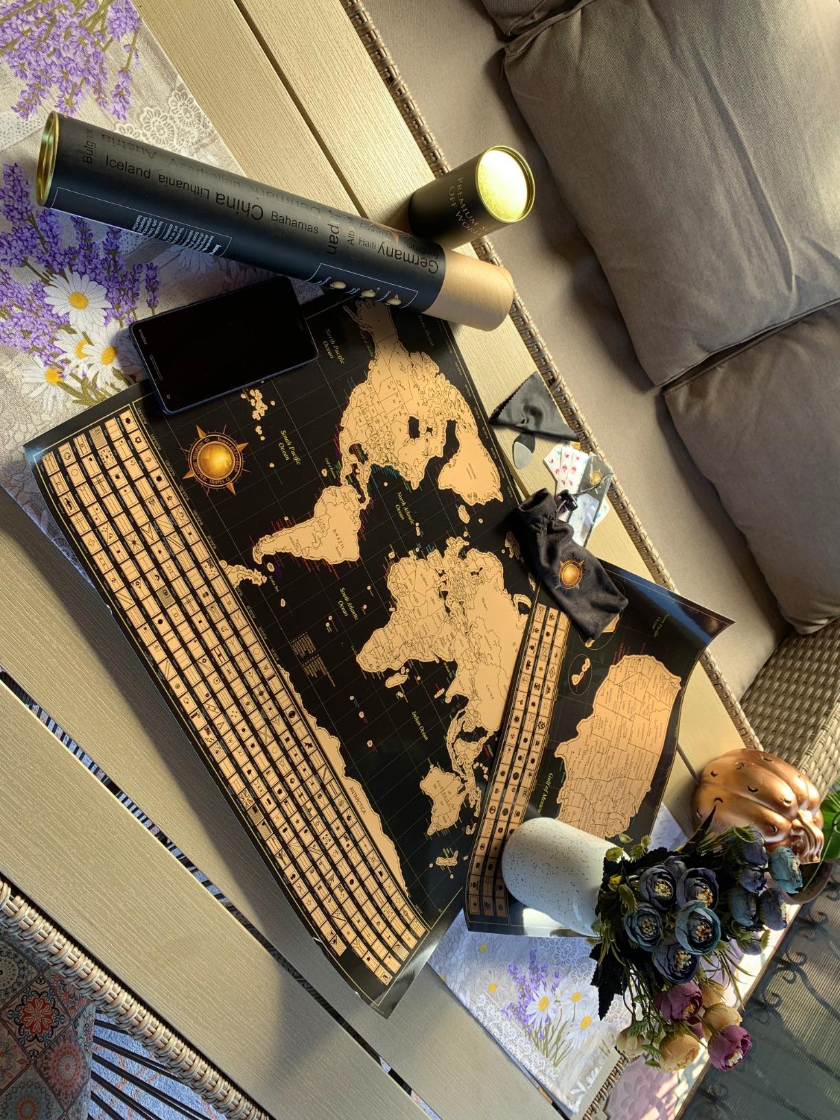 InnovativeMap Scratch Off World Map Poster and Detailed United States Map - Deluxe Travel Tracker Print - Complete Accessories Set and All Country Flags, World Maps for Wall, Fun Gifts for Travelers customer photo 2