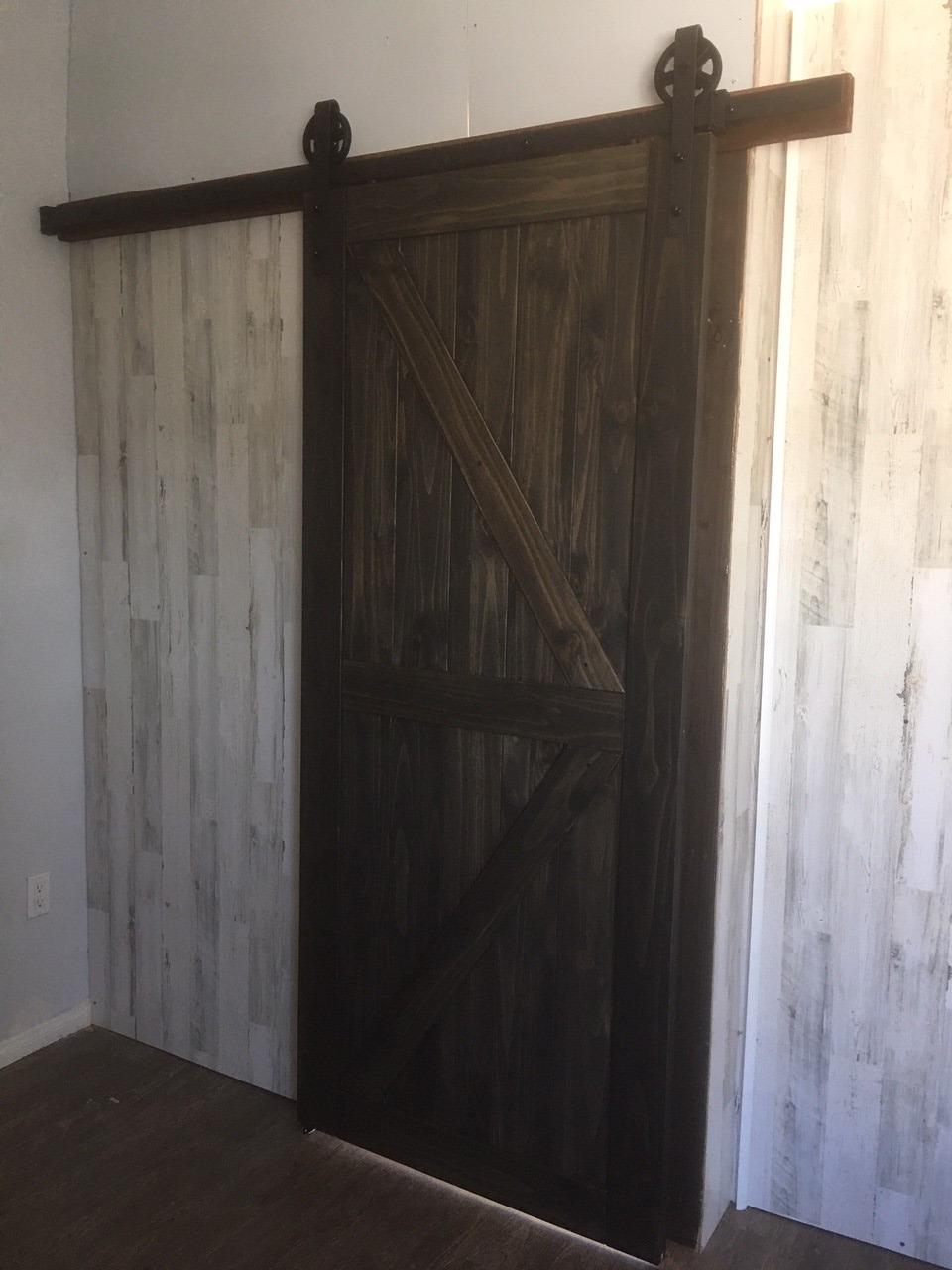 Amazon Basics 6.6 ft Heavy Duty Sliding Barn Door Hardware Kit, Sturdy Big Wheel Design, Easy to Install, Fits 36