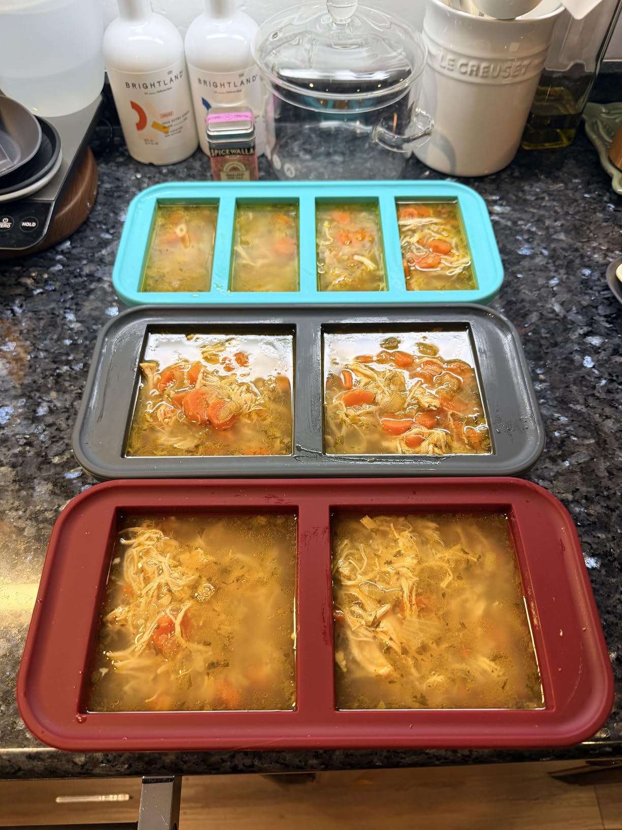 Souper Cubes 1 Cup Silicone Soup Freezer Molds with Lids - Soup Cubes with Steel Reinforced Rim - Perfect for Freezing Broth, Rice, Individual Portions, Meal Prepping and More - Aqua - 2-Pack customer photo 2