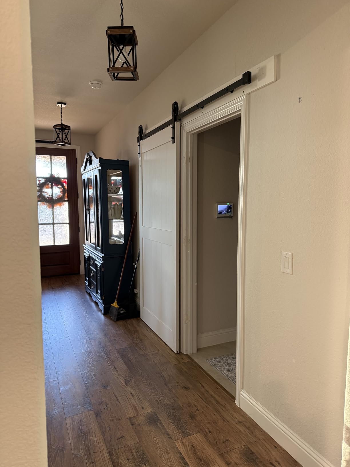 SMARTSTANDARD 6.6ft Heavy Duty Sliding Barn Door Hardware Kit, Black, (Whole Set Includes 1x Pull Handle Set & 1x Floor Guide) Fit 36