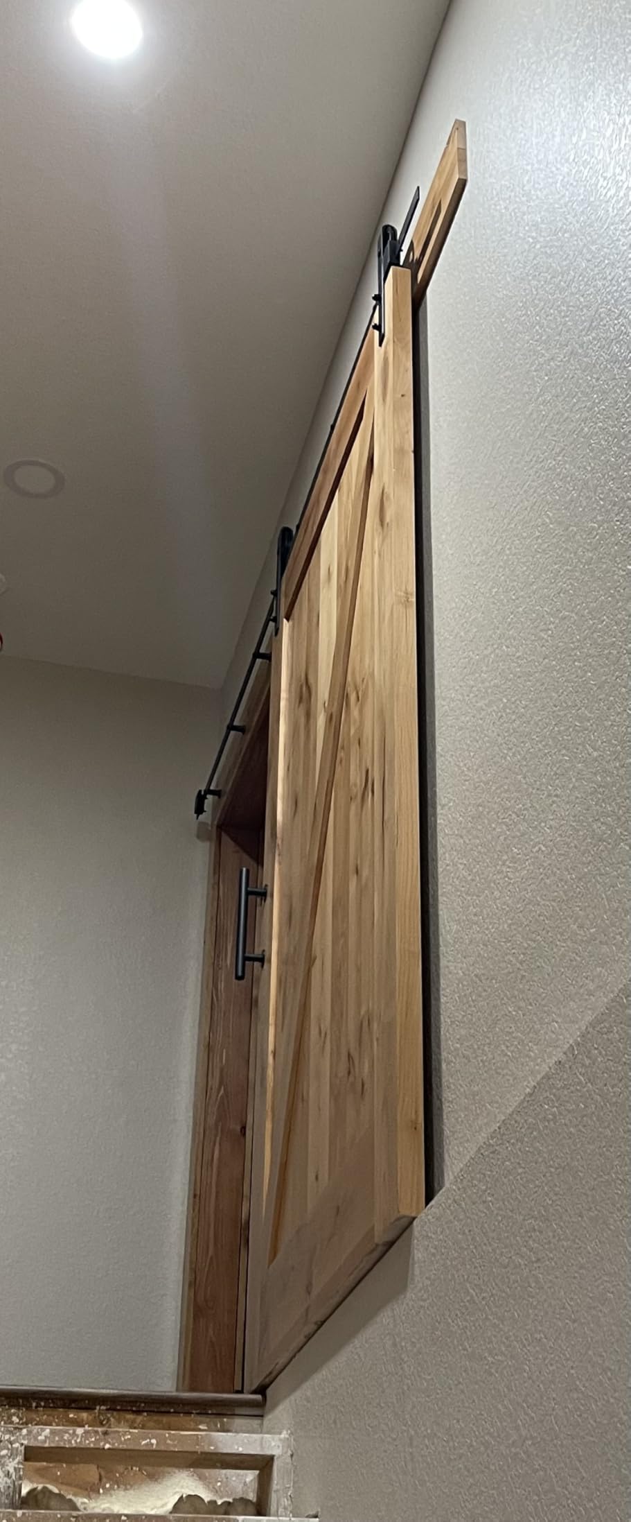 SMARTSTANDARD 6.6ft Heavy Duty Sliding Barn Door Hardware Kit, Black, (Whole Set Includes 1x Pull Handle Set & 1x Floor Guide) Fit 36