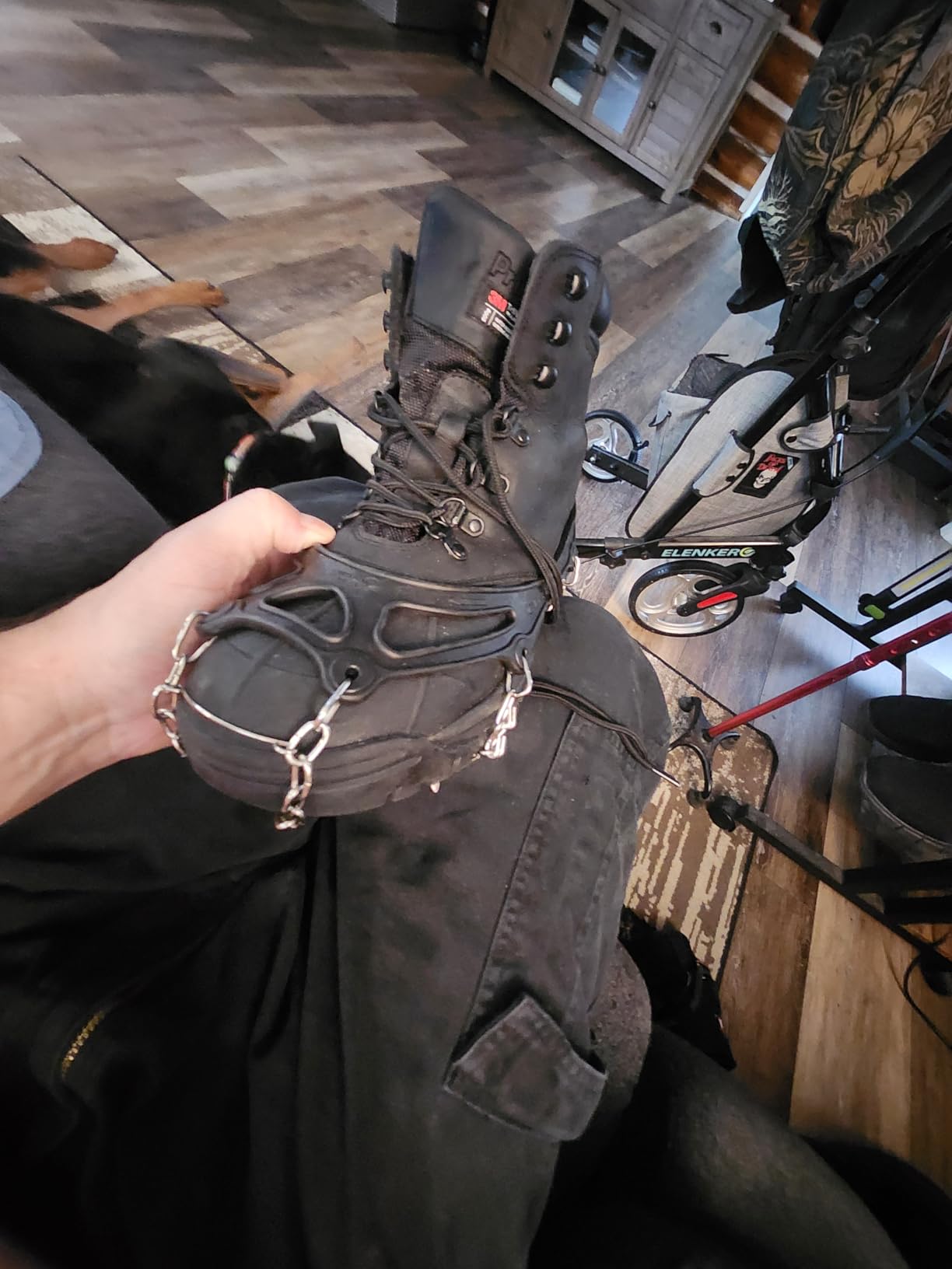 Cimkiz Crampons Ice Cleats Traction Snow Grips for Boots Shoes Women Men Anti Slip 19 Stainless Steel Spikes Safe Protect for Hiking Fishing Walking Climbing Mountaineering customer photo 1