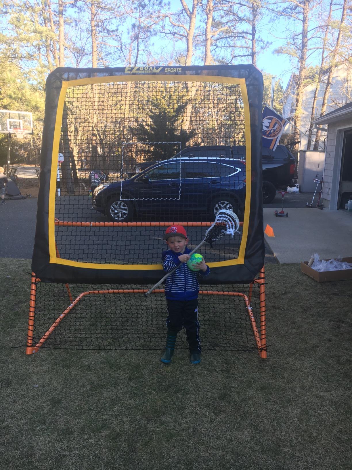 EZGoal 8'X6' Professional Folding Lacrosse Rebounder | LAX Throwback to Practice Your Passes and Catches,Orange customer photo 1