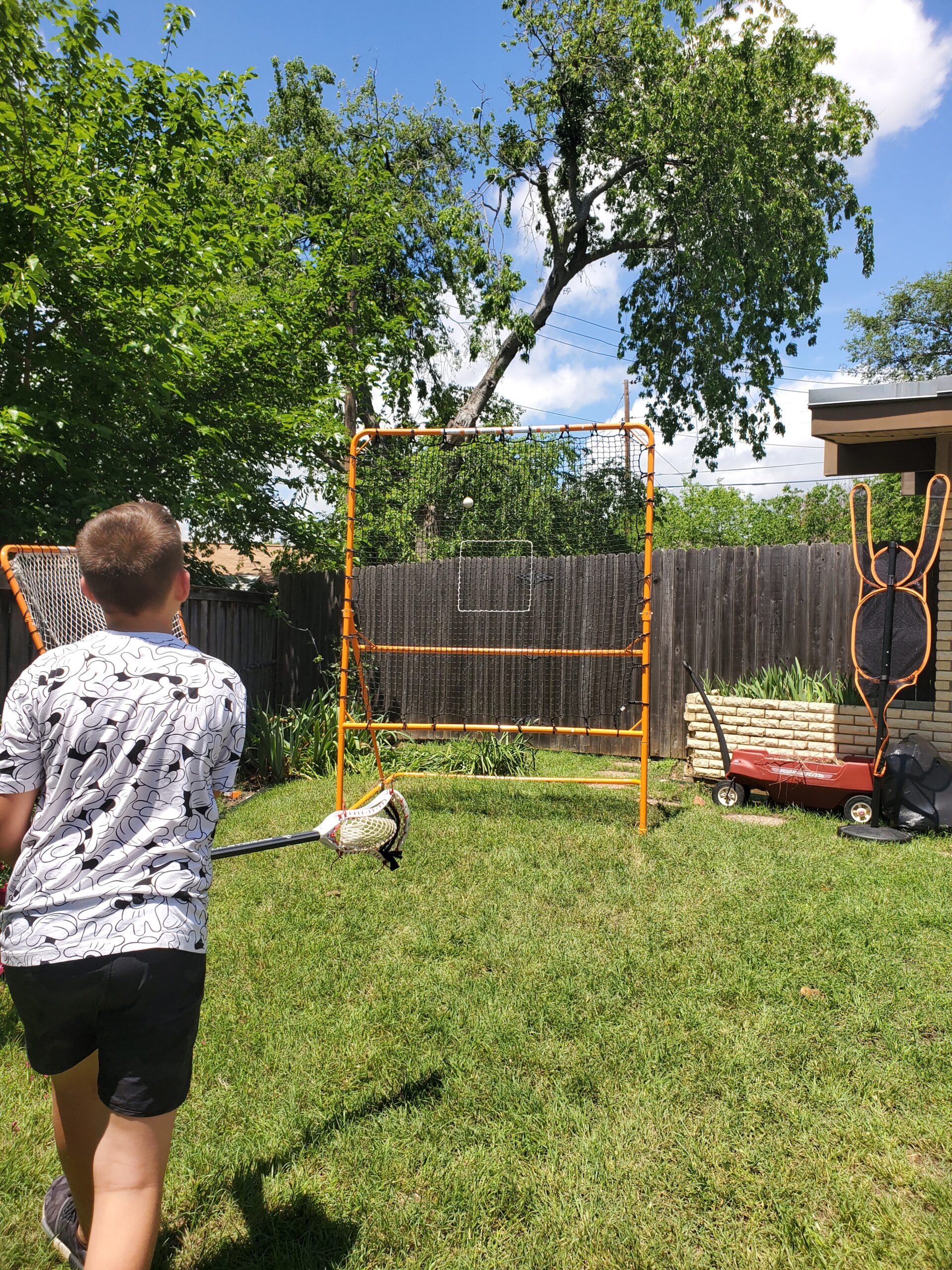EZGoal 8'X6' Professional Folding Lacrosse Rebounder | LAX Throwback to Practice Your Passes and Catches,Orange customer photo 2