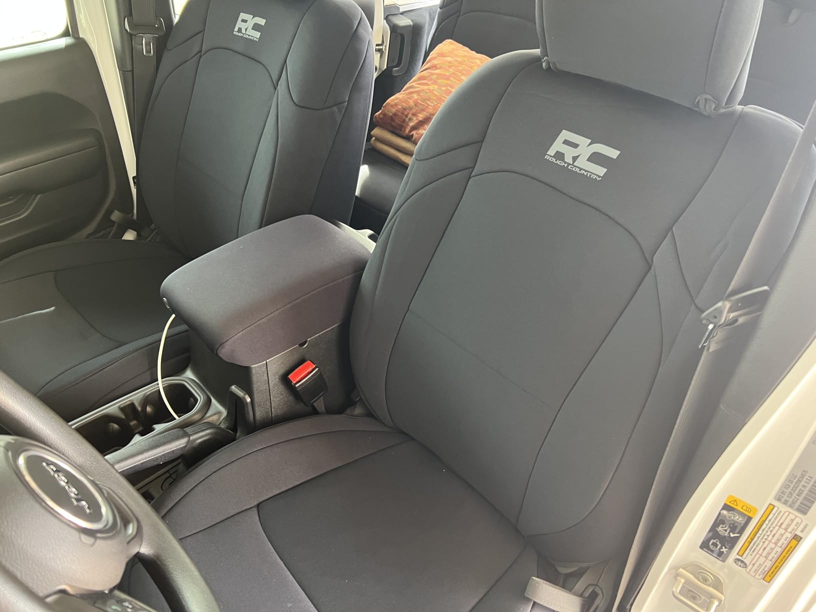 Rough Country Neoprene Seat Covers for Jeep Wrangler JL 4-Door (2018-2024) w/No Rear Arm Rest - Waterproof & UV Resistant, Foam Padded, Front & Rear Seat Cover Set customer photo 1