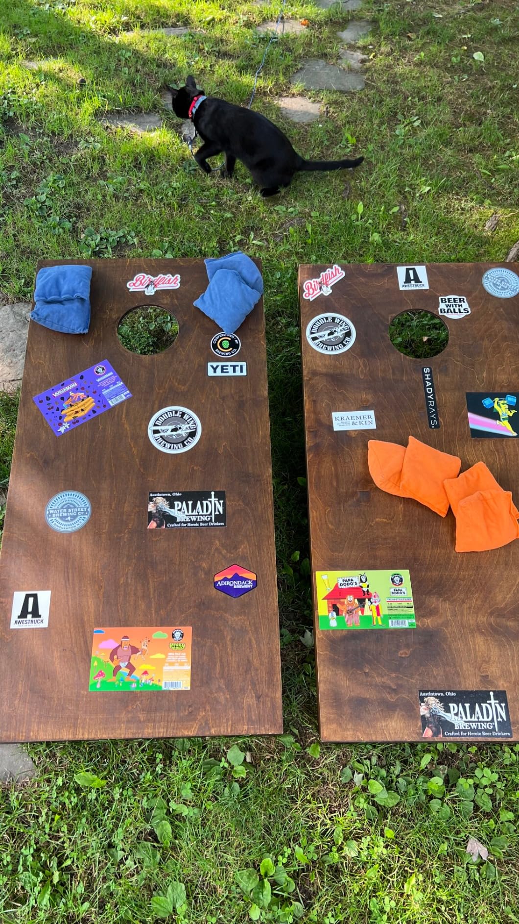 GoSports 4 ft x 2 ft Regulation Size Wooden Cornhole Boards Set with Dark Brown Finish - Includes Carrying Case customer photo 1