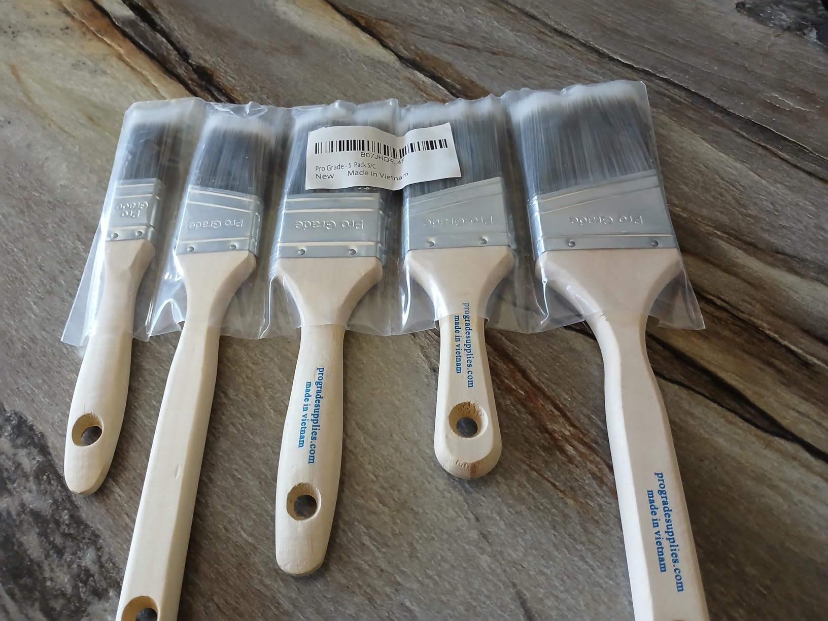 Pro Grade Paint Brushes, 5-Piece Paint Brush Set: Flat & Angle Brushes for Latex and Oil Paints, Stains, Interior & Exterior Home Improvement customer photo 1