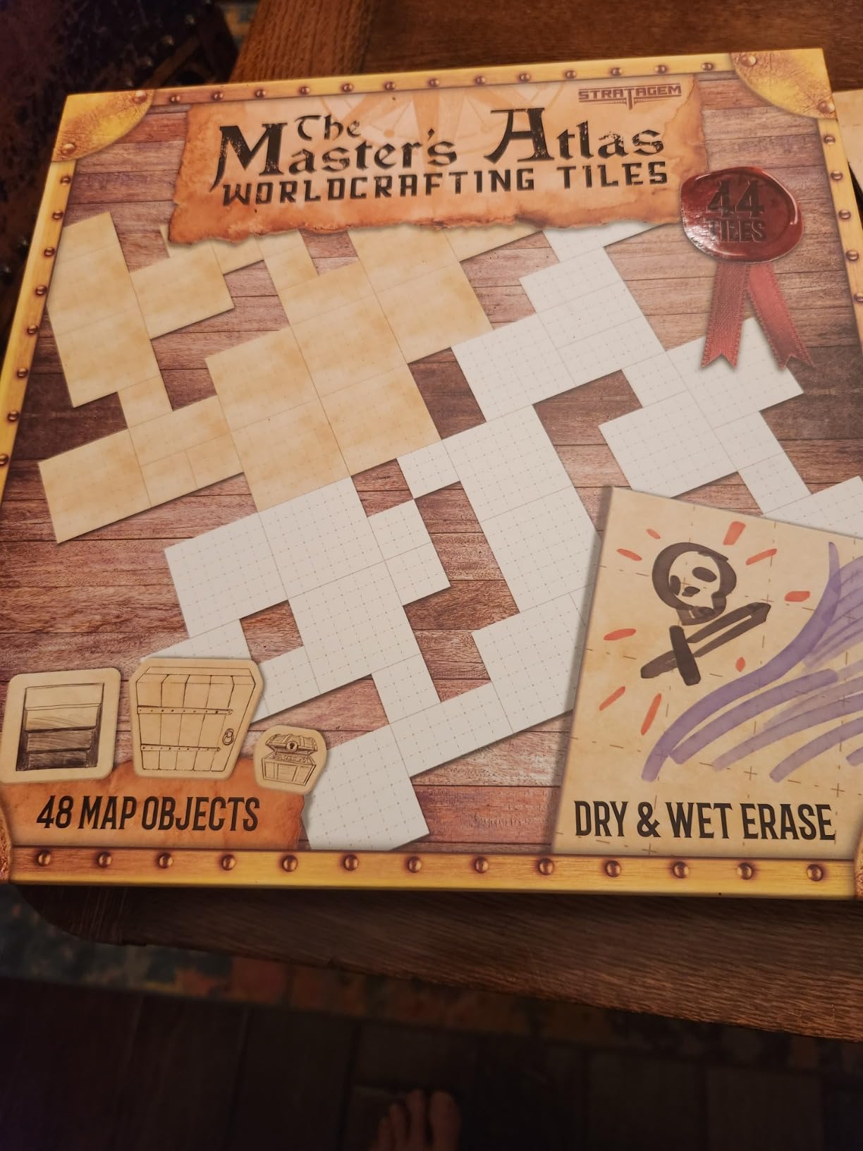 The Master's Atlas Grid Tiles-Reversible Dry Wet Erase Battle Map for 3D DND-RPG Tabletop RPG Scenery-Dungeons Dragons Pathfinder- Tabletop Grid| Blank/Parchment - 44 Tiles & 48 Tokens customer photo 1