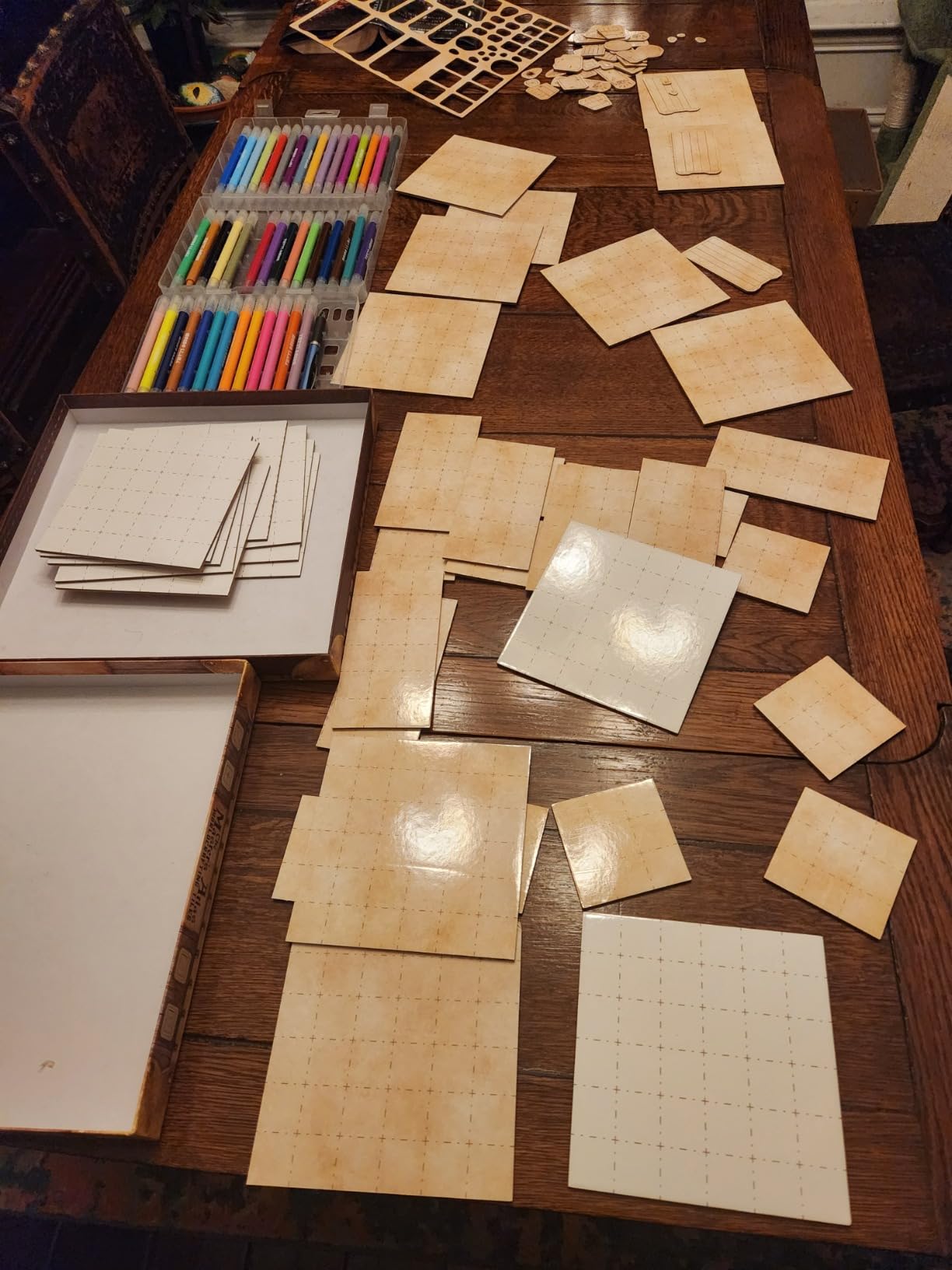 The Master's Atlas Grid Tiles-Reversible Dry Wet Erase Battle Map for 3D DND-RPG Tabletop RPG Scenery-Dungeons Dragons Pathfinder- Tabletop Grid| Blank/Parchment - 44 Tiles & 48 Tokens customer photo 2