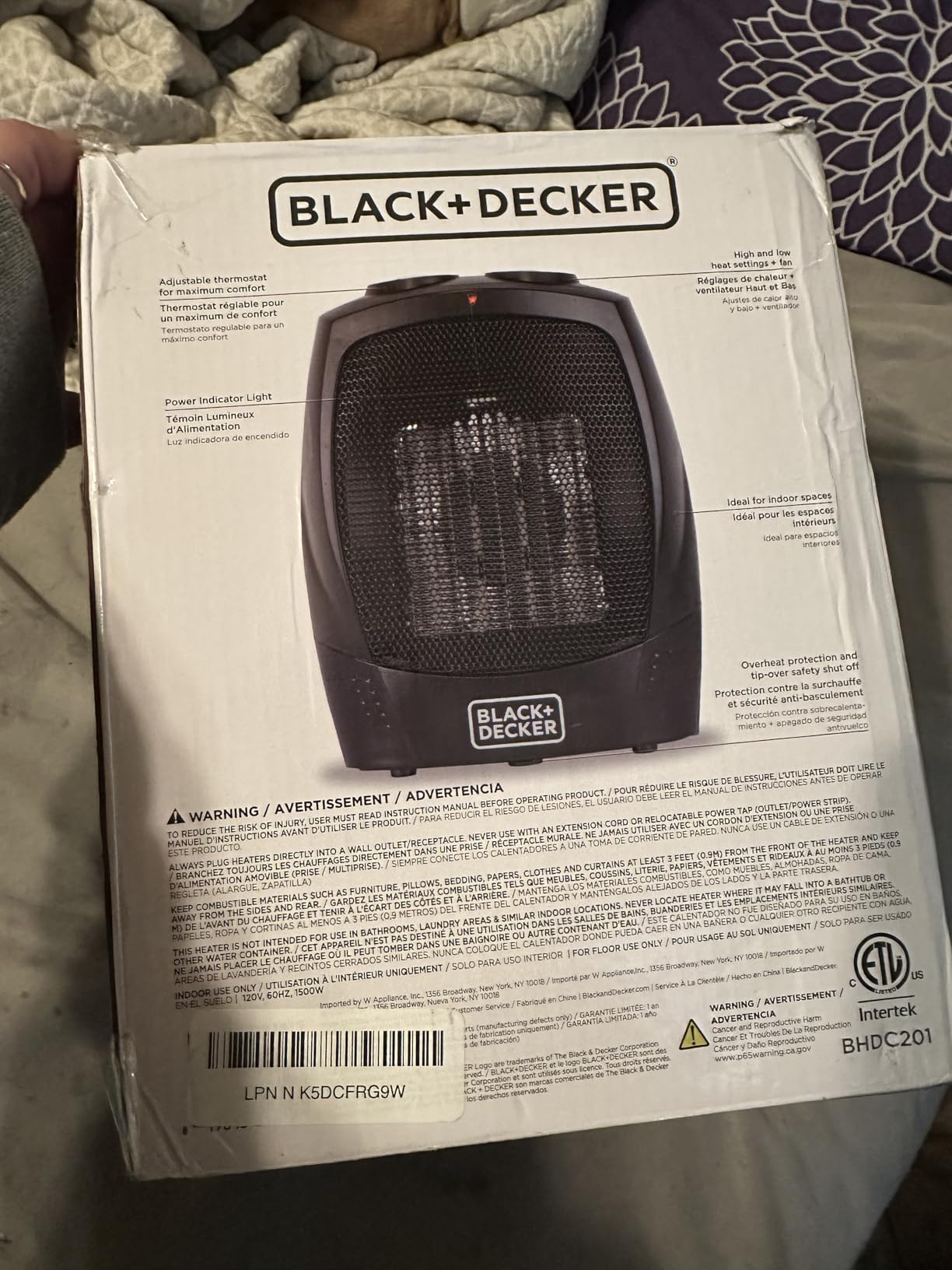 BLACK+DECKER Personal Ceramic Heater, Space Heater for Office Desk, Home Office & Personal Use Desk, 2 Heat & Fan Only Settings, Adjustable Thermostat, BHDC201, Black customer photo 1