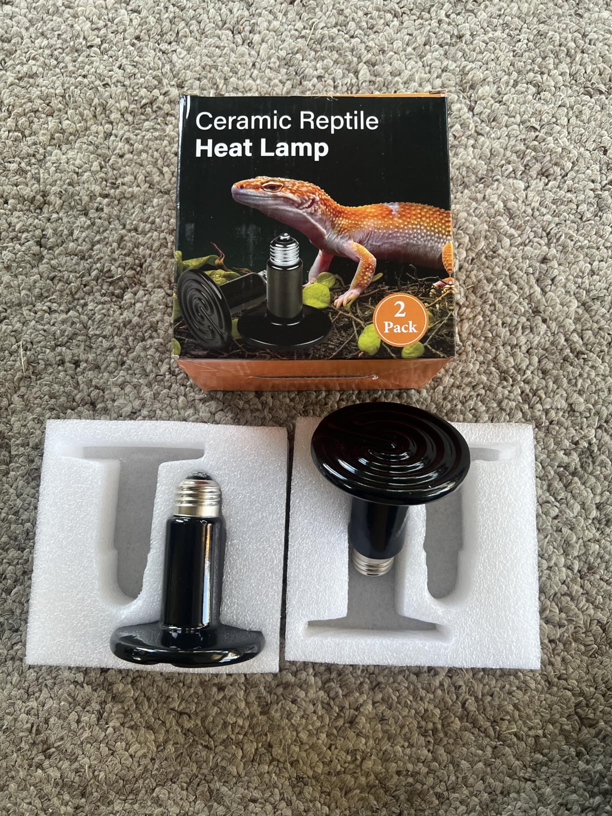 Simple Deluxe 100W 2-Pack Ceramic Reptile Heat Lamp Heat Emitter Bulb No Light Emitting Brooder Coop Heater for Amphibian Pet & Incubating Chicken, Black customer photo 2