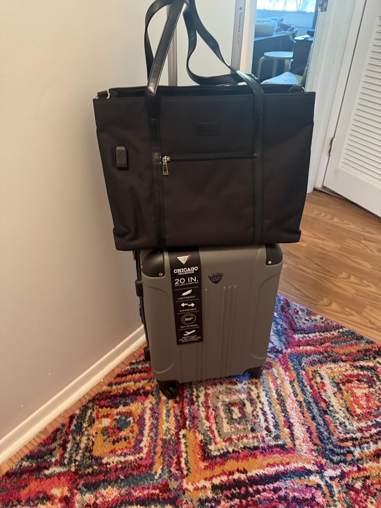 Travelers Club Chicago Hardside Expandable Spinner Luggage, Rose Gold, 22