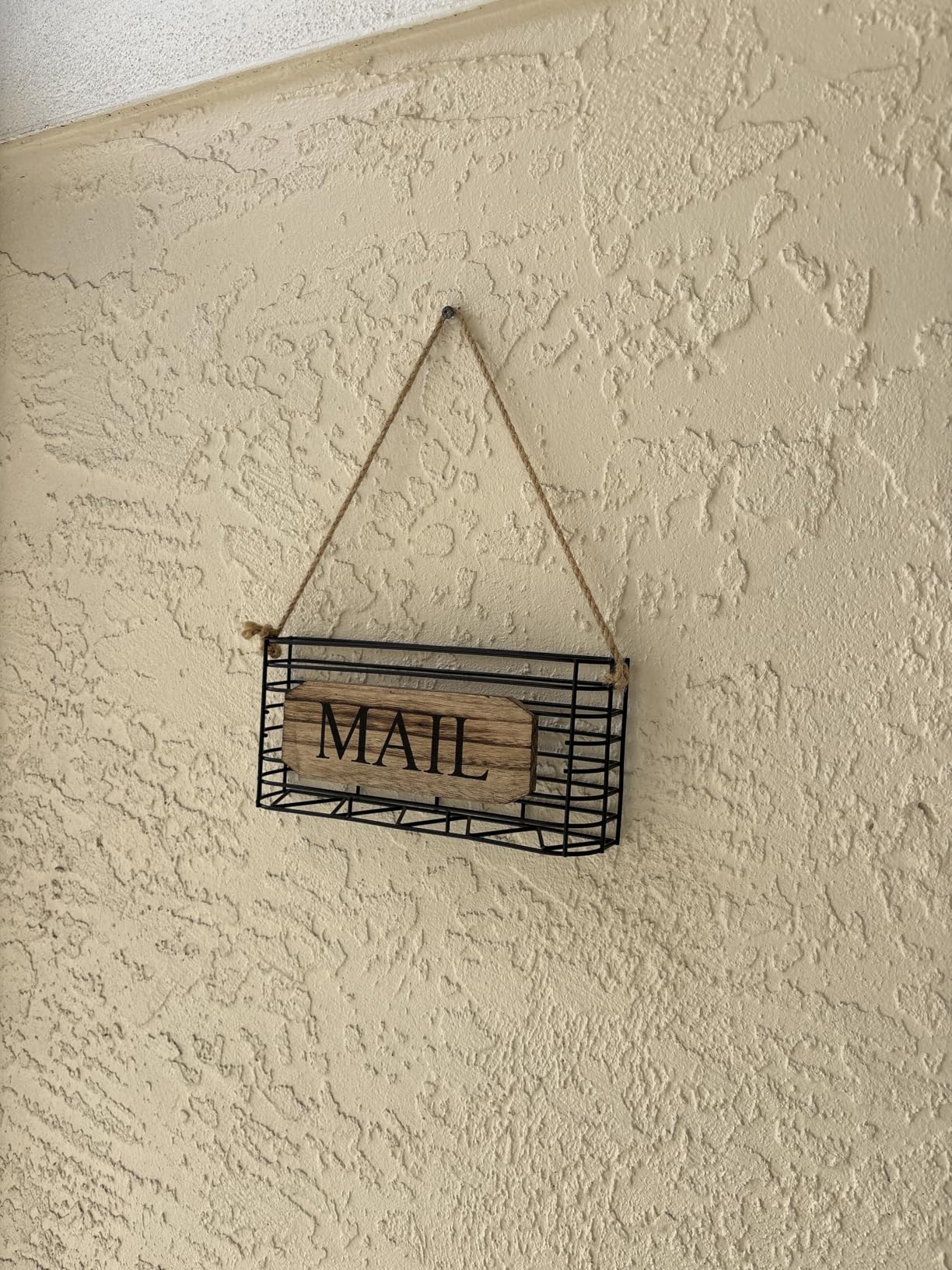 SRIWATANA Mail Organizer Wall Mount, Rustic Mail Holder Key Holder for Wall with Hooks, Carbonized Black customer photo 1