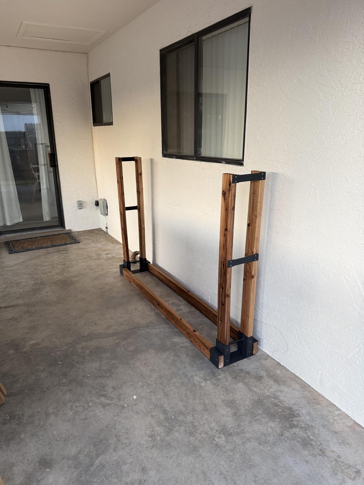 MOFEEZ Outdoor Firewood Log Storage Rack Bracket Kit,Fireplace Wood Storage Holder-Adjustable to Any Length customer photo 1