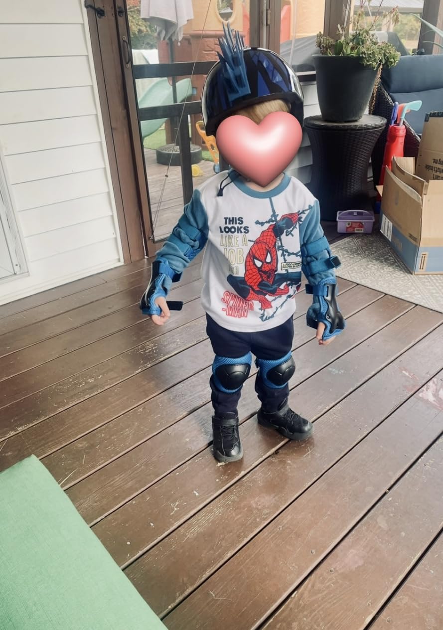 Kids Protective Gear Set Knee Pads for Kids 3-14 Years Toddler Knee and Elbow Pads with Wrist Guards 3 in 1 for Skating Cycling Bike Rollerblading Scooter customer photo 2