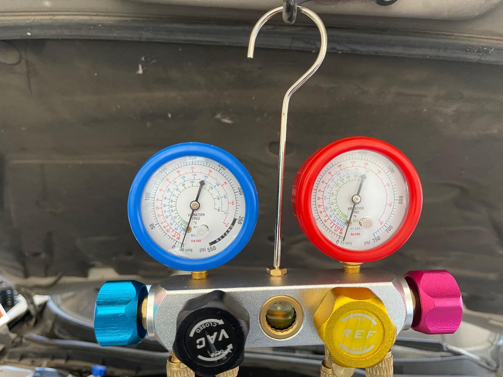 BACOENG AC Manifold Gauge Set for R134A R410A R22, HVAC Gauges with Hoses, 4 Way Automotive Air Conditioner Refrigerant Recharge Kit customer photo 2