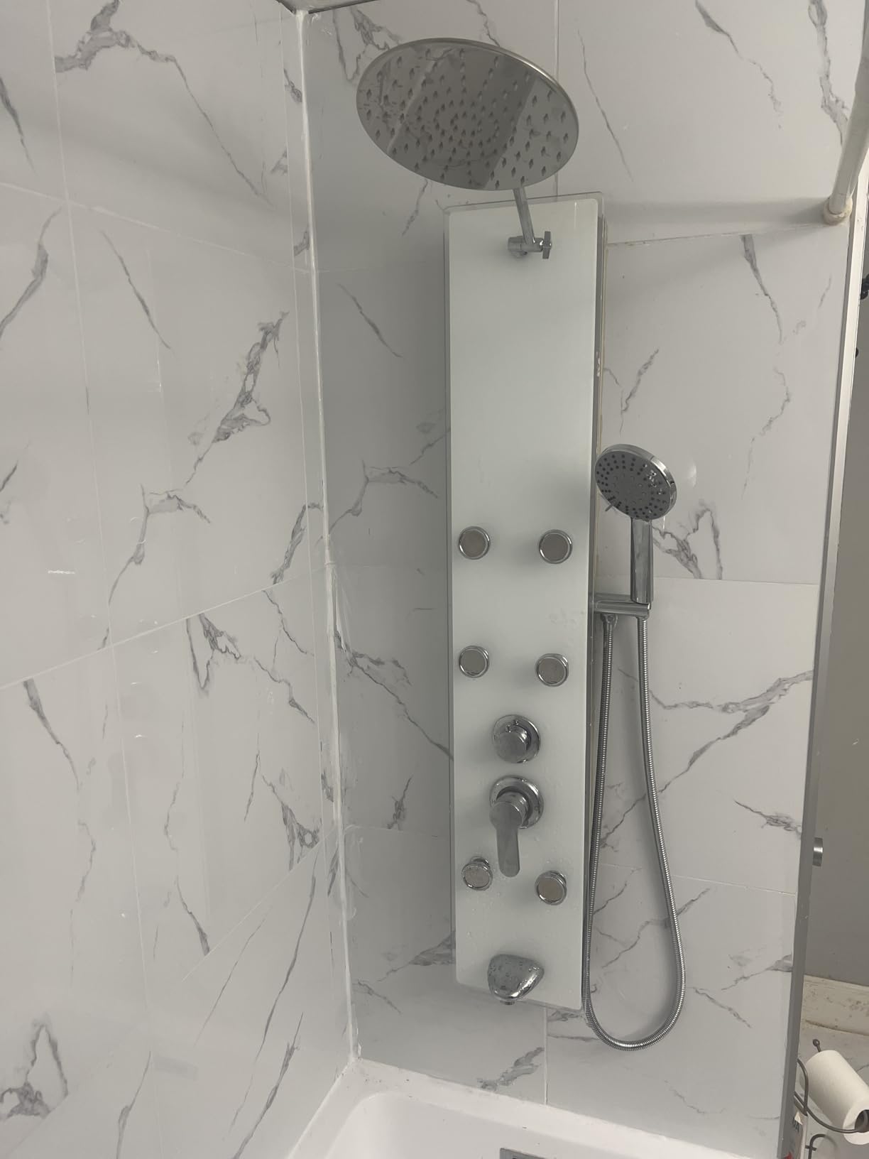 ROVOGO 304 Stainless Steel Shower Panels System with 8-inch Rainfall Shower, 6 Body Jets and 5-Setting Handheld Shower Wand, Shower Tower with Adjustable Head, Brushed customer photo 2