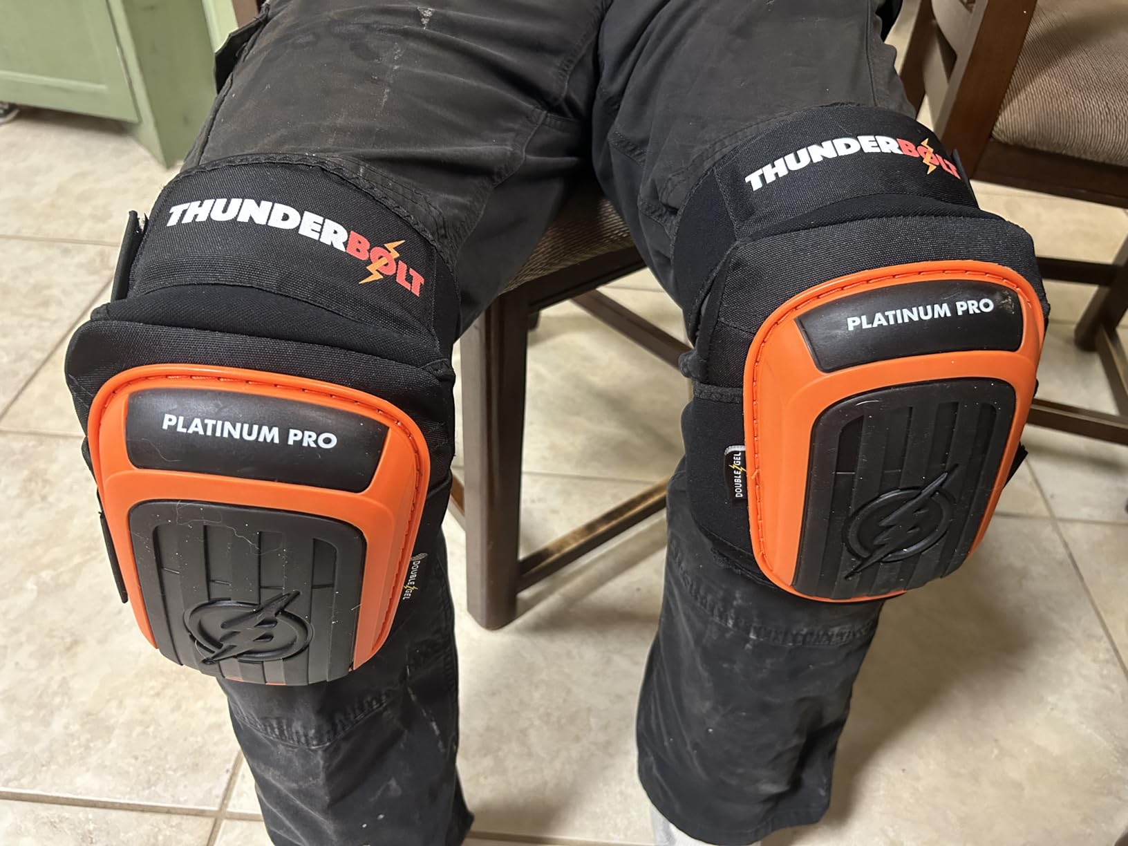 Thunderbolt Knee Pads for Men Construction Knee Pads for Work for Men and Women with Double Gel for Gardening Flooring Roofing Heavy Duty with Extra Thick Foam and Strong Adjustable Non-Slip Straps customer photo 1