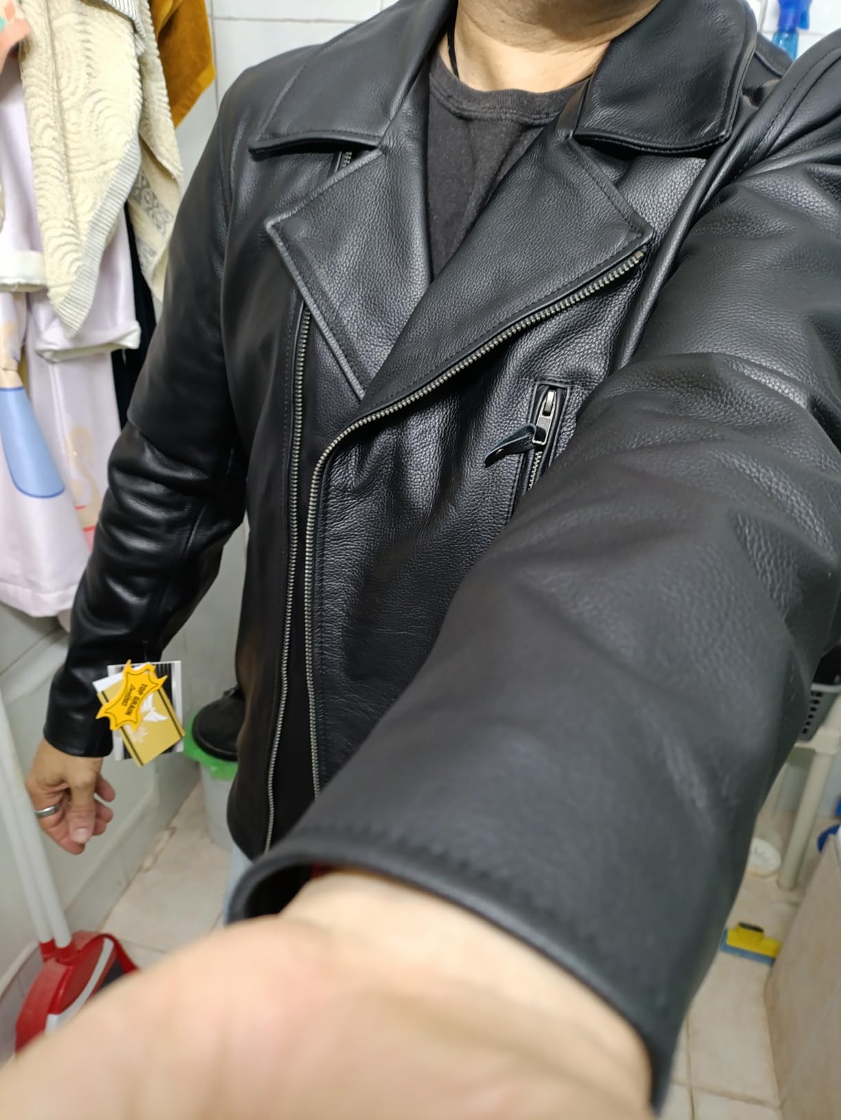 A&H Apparel Motorcycle Genuine Leather Jacket - Hand-picked Genuine Top-Grain Cowhide Leather Biker Jacket for Men customer photo 1