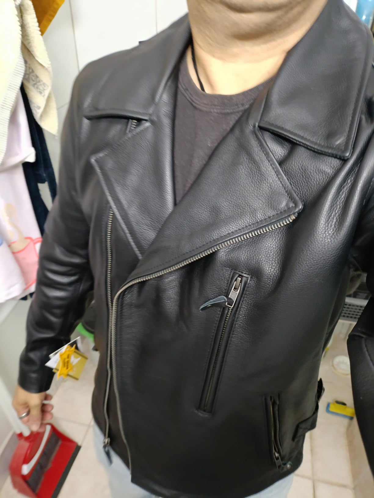 A&H Apparel Motorcycle Genuine Leather Jacket - Hand-picked Genuine Top-Grain Cowhide Leather Biker Jacket for Men customer photo 2