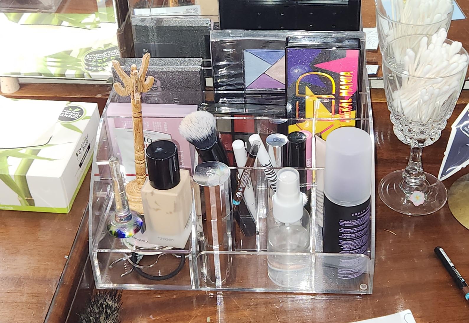 My Space Organizers Clear Acrylic Desk Organizer, 9 Compartments, Office Supplies and Desk Accessories Organizer, Home Decor Desktop Organizer (Clear) customer photo 1